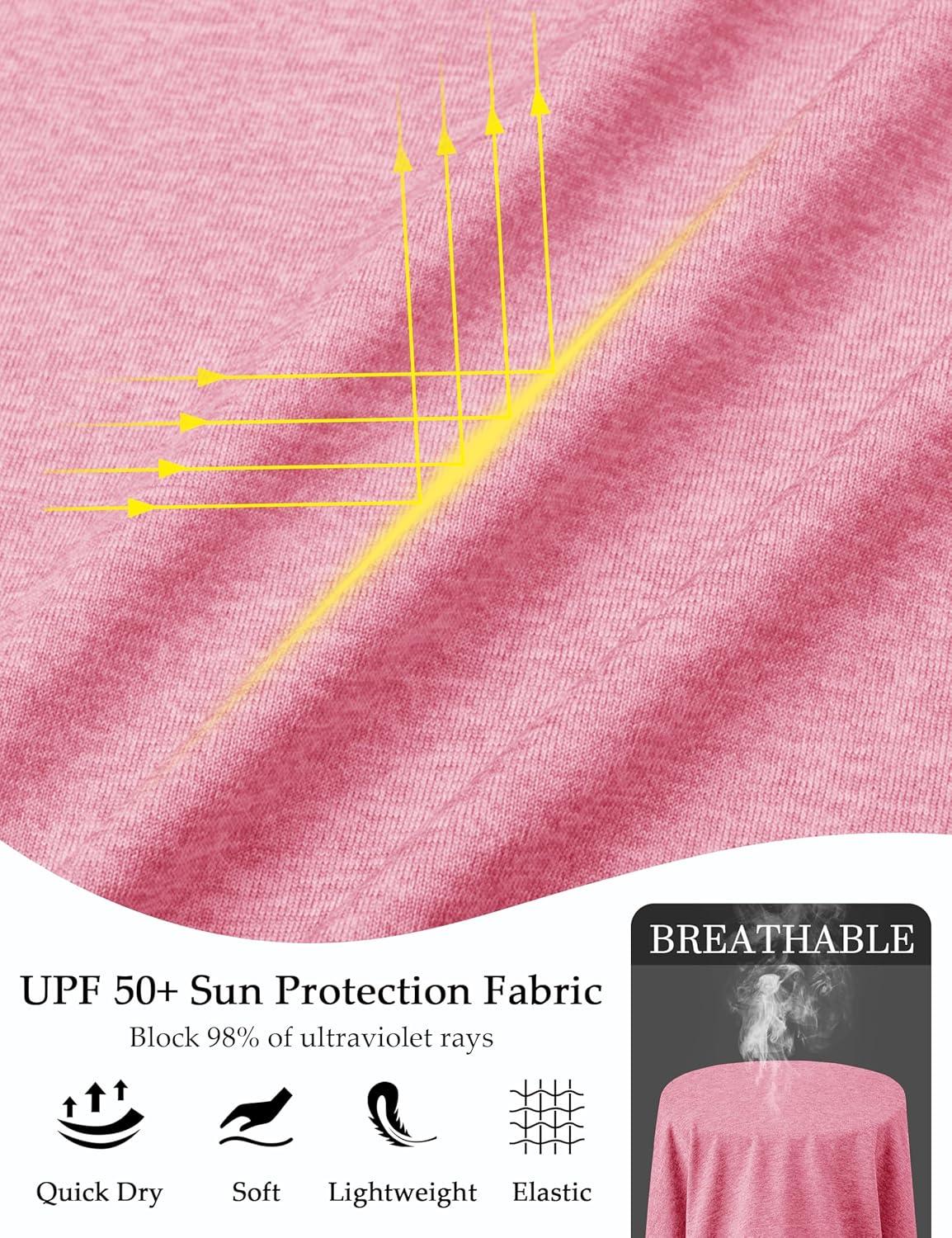 imageMAGCOMSEN Womens Long Sleeve Shirts UPF 50 Workout Tops Sun Protection Athletic Running Swim Rash GuardPink