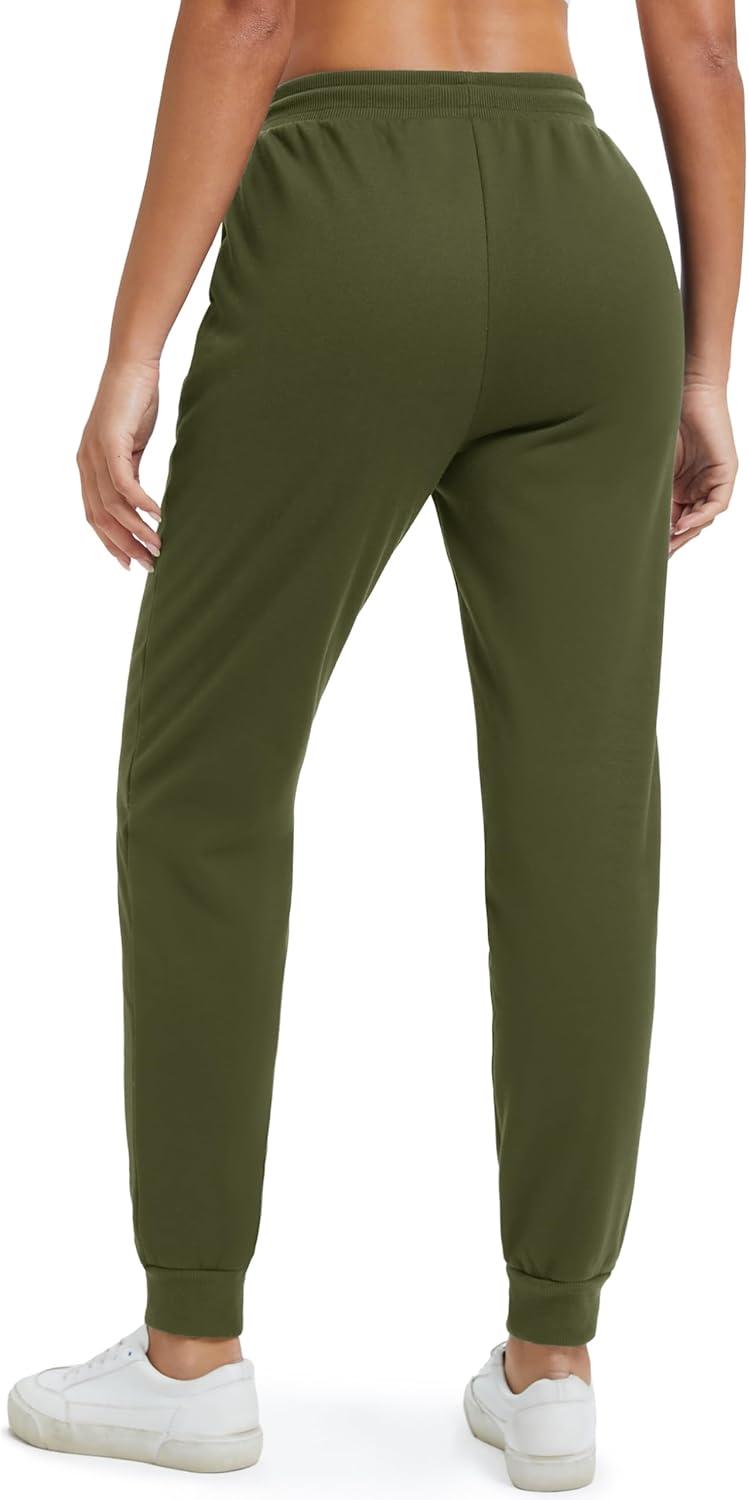 imageMAGCOMSEN Womens Sherpa Lined Sweatpants Winter Warm Fleece Pants Insulated Thermal Athletic Joggers with PocketsArmy Green