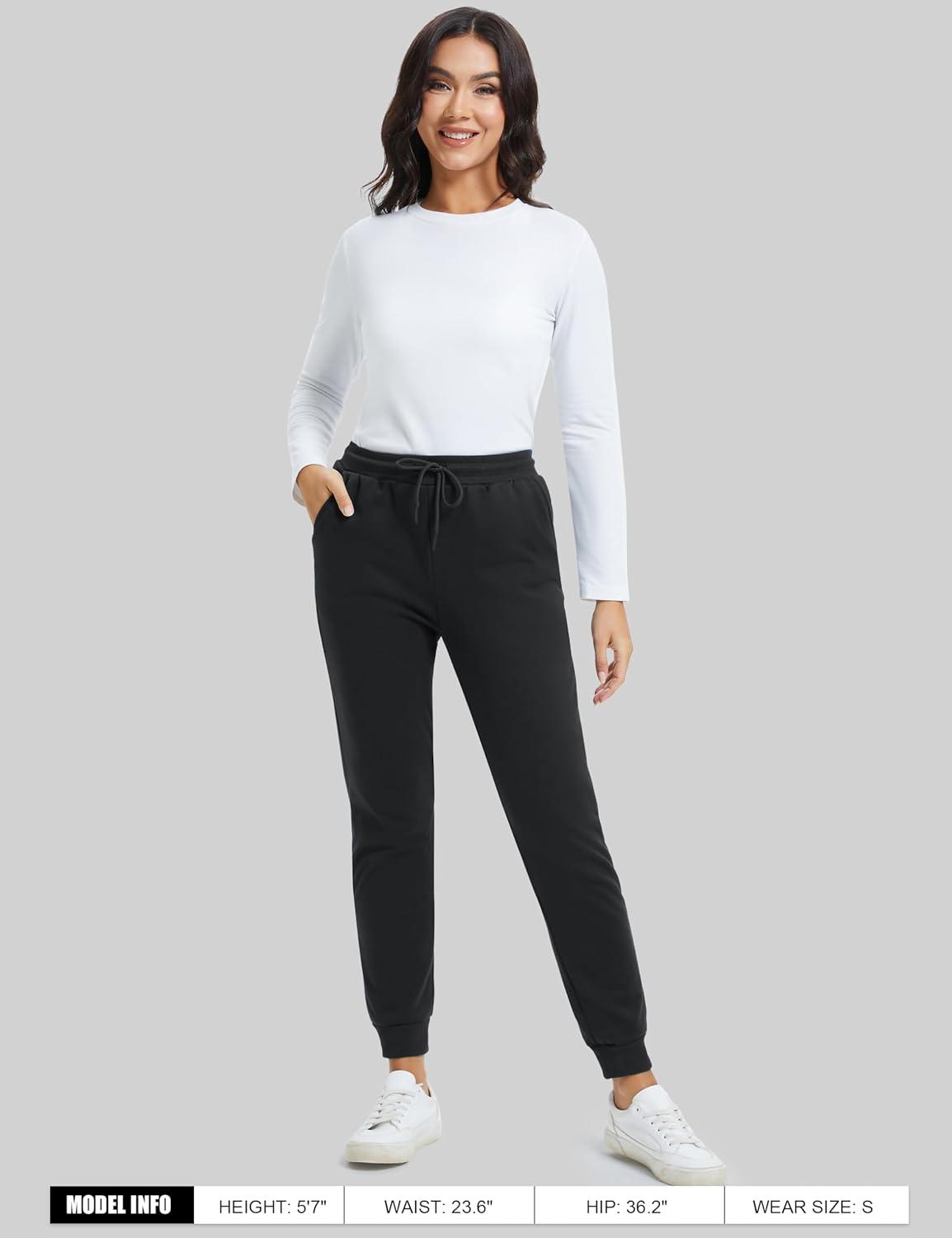 imageMAGCOMSEN Womens Sherpa Lined Sweatpants Winter Warm Fleece Pants Insulated Thermal Athletic Joggers with PocketsBlack