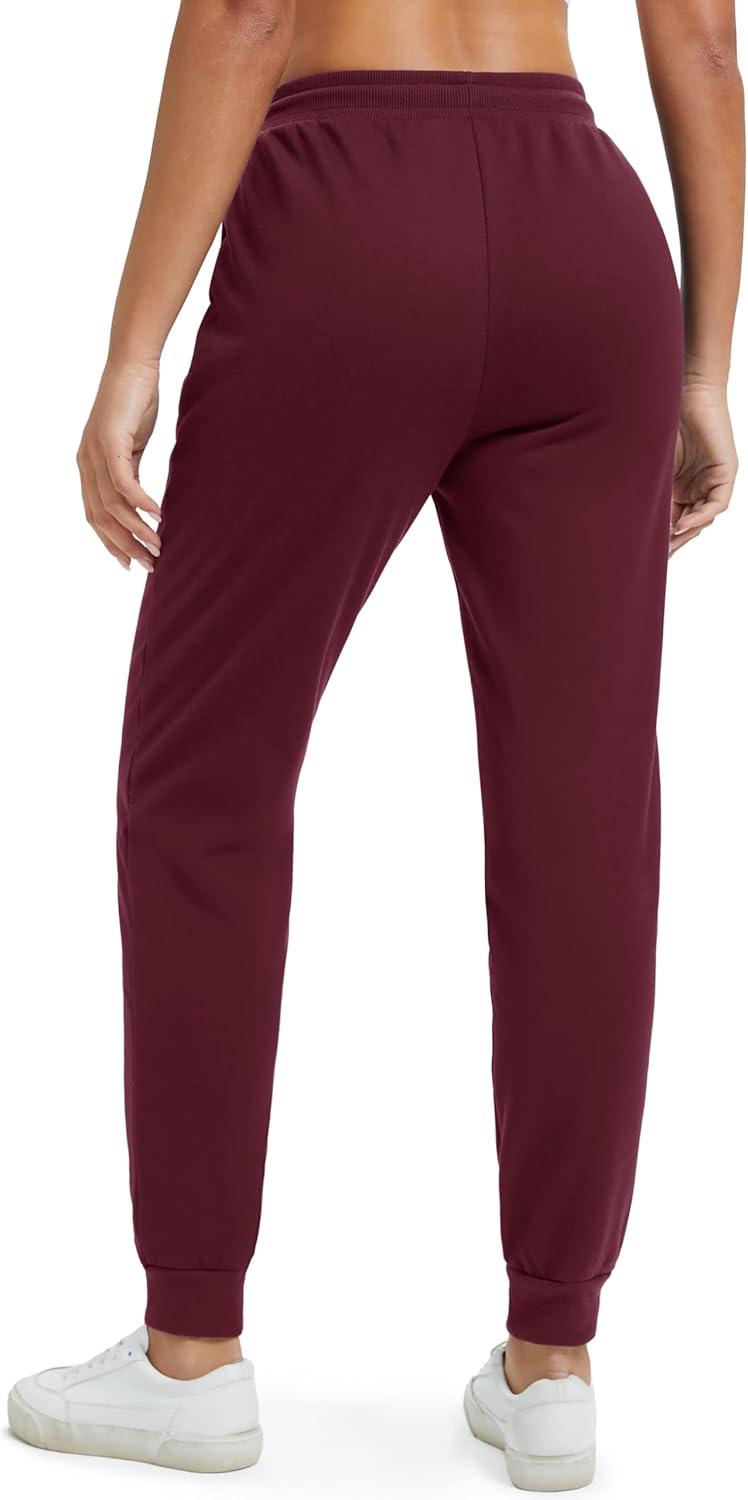 imageMAGCOMSEN Womens Sherpa Lined Sweatpants Winter Warm Fleece Pants Insulated Thermal Athletic Joggers with PocketsBurgundy