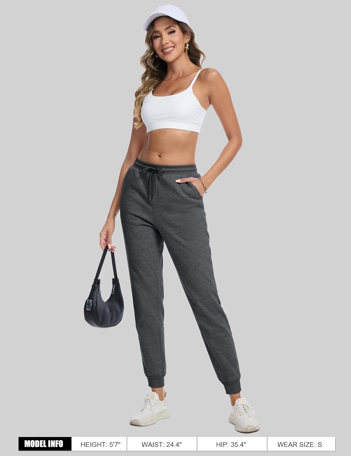 imageMAGCOMSEN Womens Sherpa Lined Sweatpants Winter Warm Fleece Pants Insulated Thermal Athletic Joggers with PocketsDark Grey