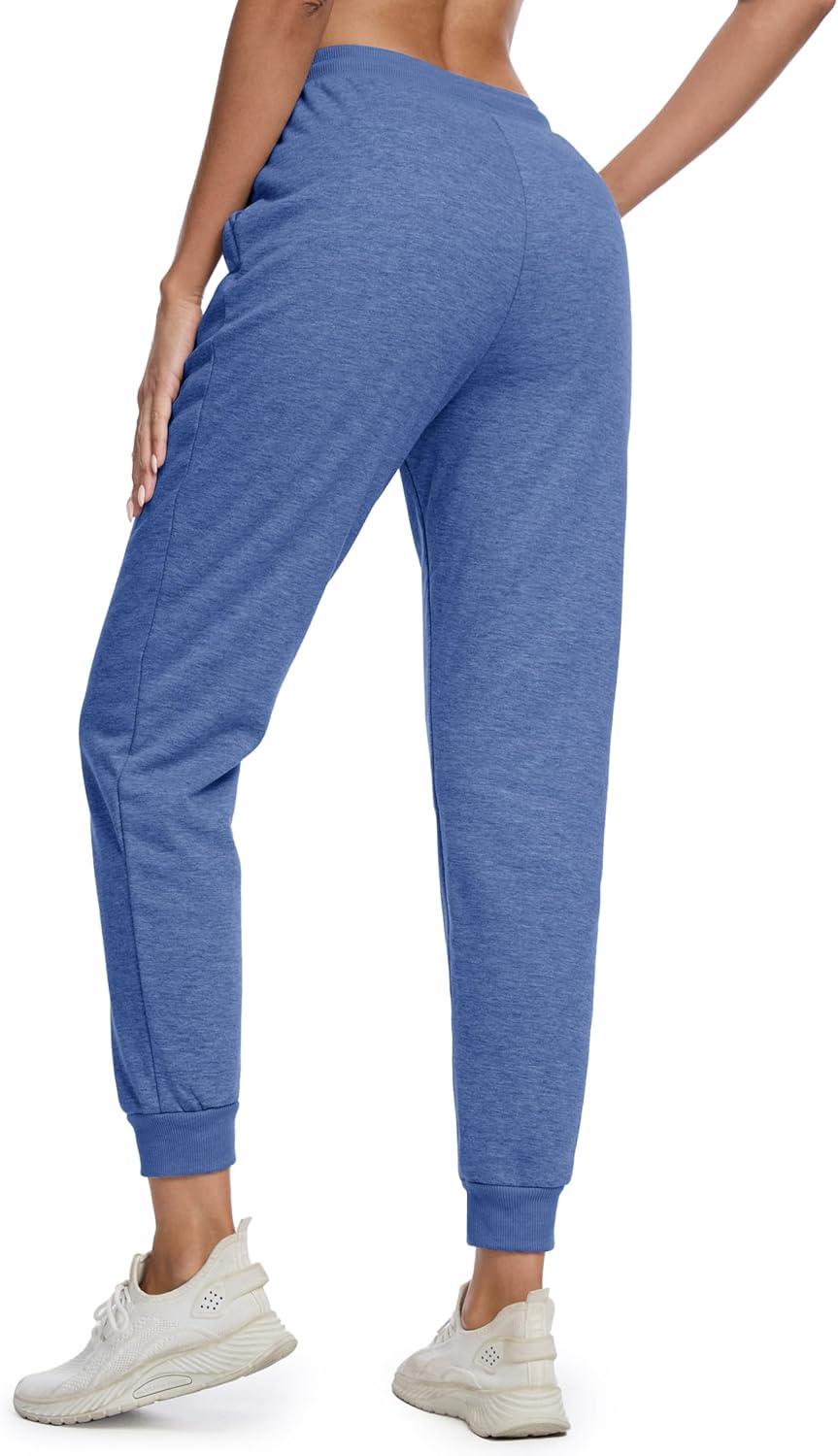 imageMAGCOMSEN Womens Sherpa Lined Sweatpants Winter Warm Fleece Pants Insulated Thermal Athletic Joggers with PocketsGrey Blue