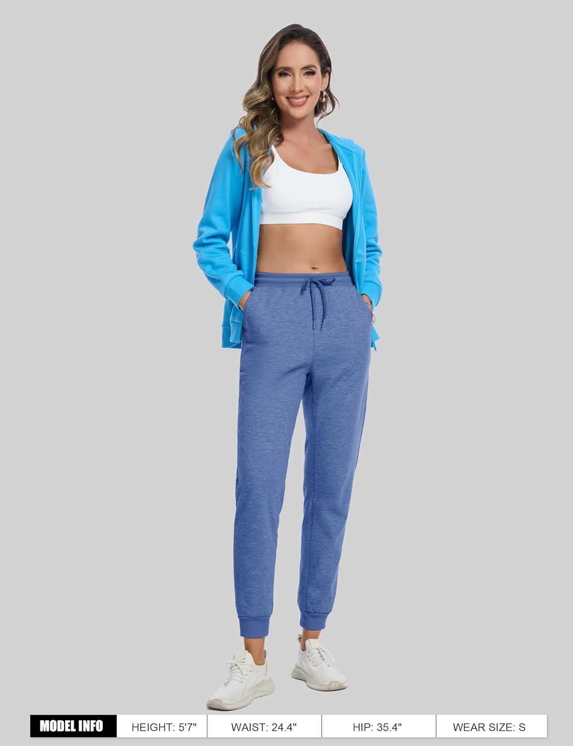 imageMAGCOMSEN Womens Sherpa Lined Sweatpants Winter Warm Fleece Pants Insulated Thermal Athletic Joggers with PocketsGrey Blue