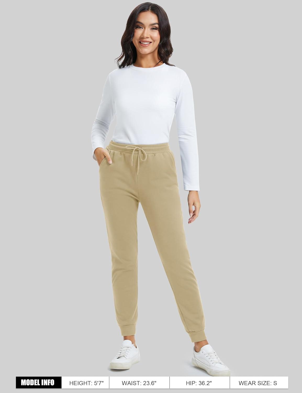 imageMAGCOMSEN Womens Sherpa Lined Sweatpants Winter Warm Fleece Pants Insulated Thermal Athletic Joggers with PocketsKhaki