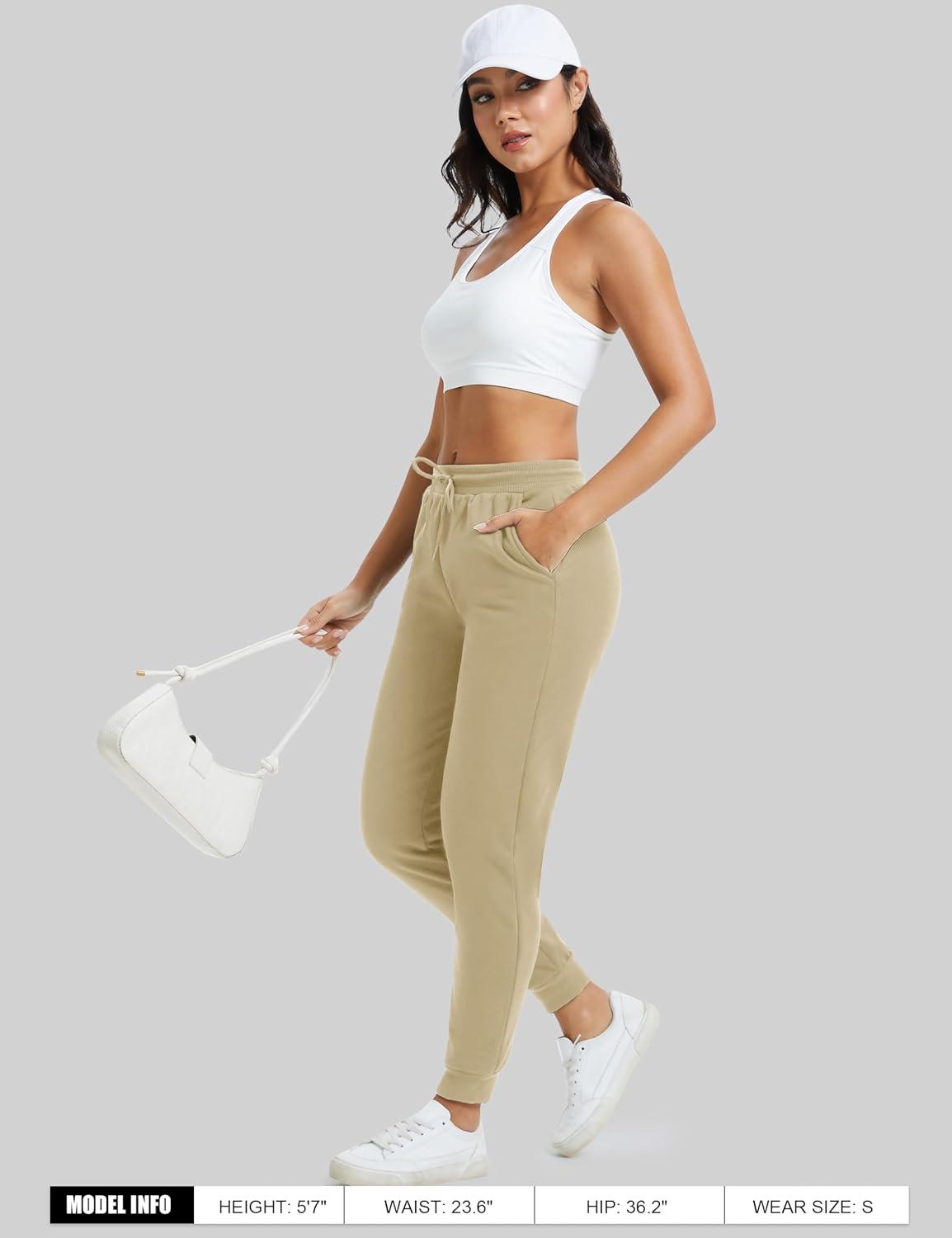 imageMAGCOMSEN Womens Sherpa Lined Sweatpants Winter Warm Fleece Pants Insulated Thermal Athletic Joggers with PocketsKhaki