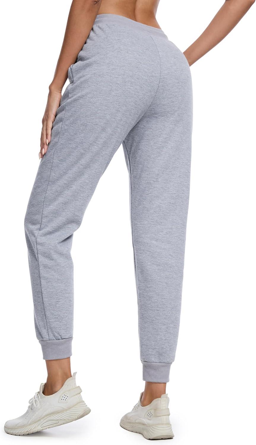 imageMAGCOMSEN Womens Sherpa Lined Sweatpants Winter Warm Fleece Pants Insulated Thermal Athletic Joggers with PocketsLight Grey