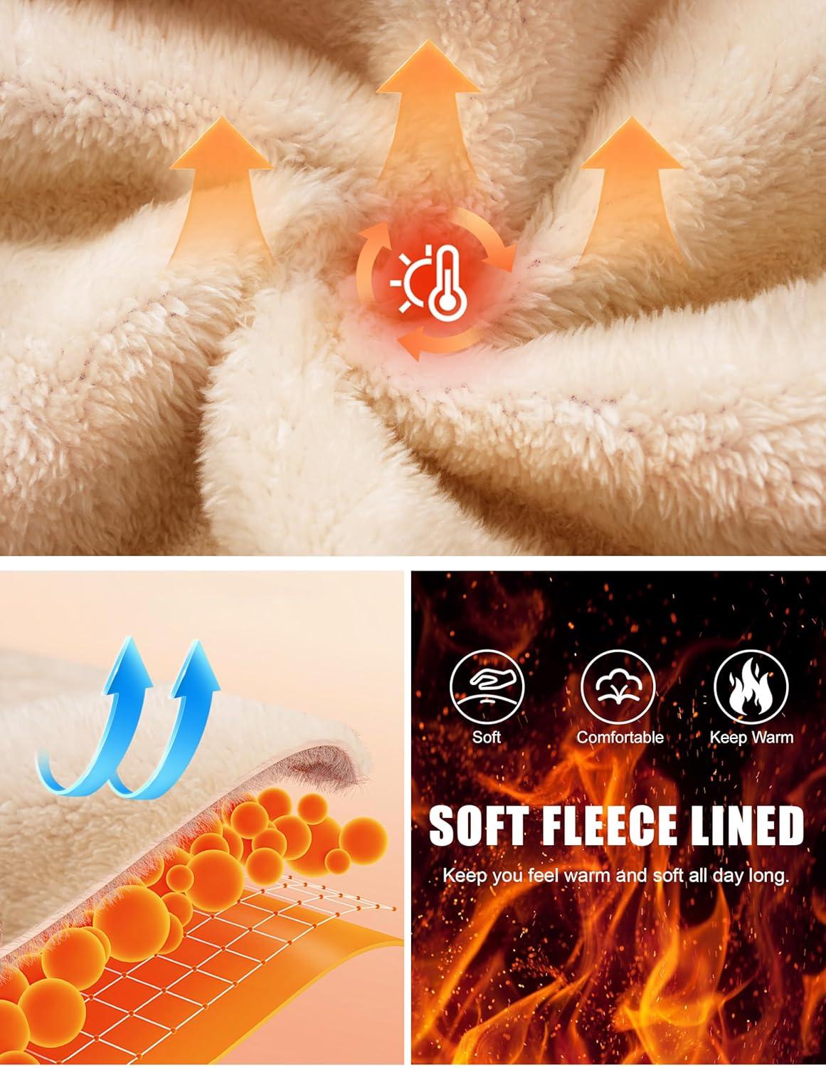 imageMAGCOMSEN Womens Sherpa Lined Sweatpants Winter Warm Fleece Pants Insulated Thermal Athletic Joggers with PocketsNavy Blue