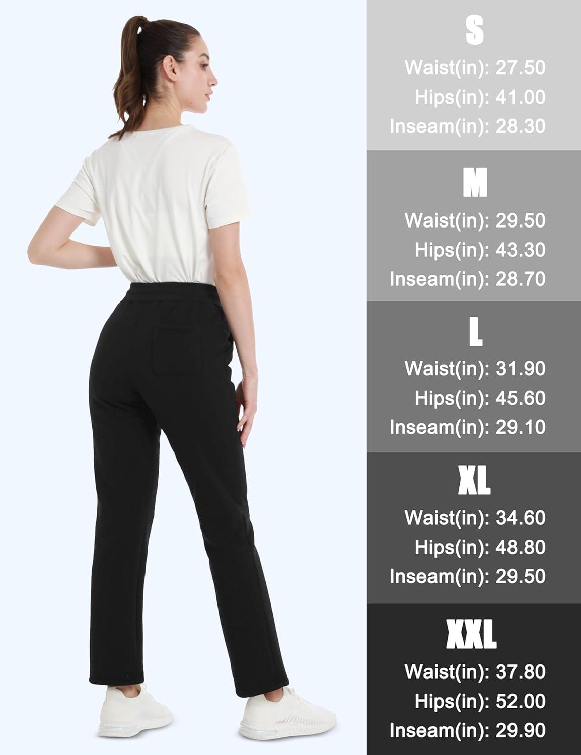 imageMAGCOMSEN Womens Sherpa Lined Sweatpants with Pockets Warm Thick Fleece Winter Casual Lounge PantsBlack