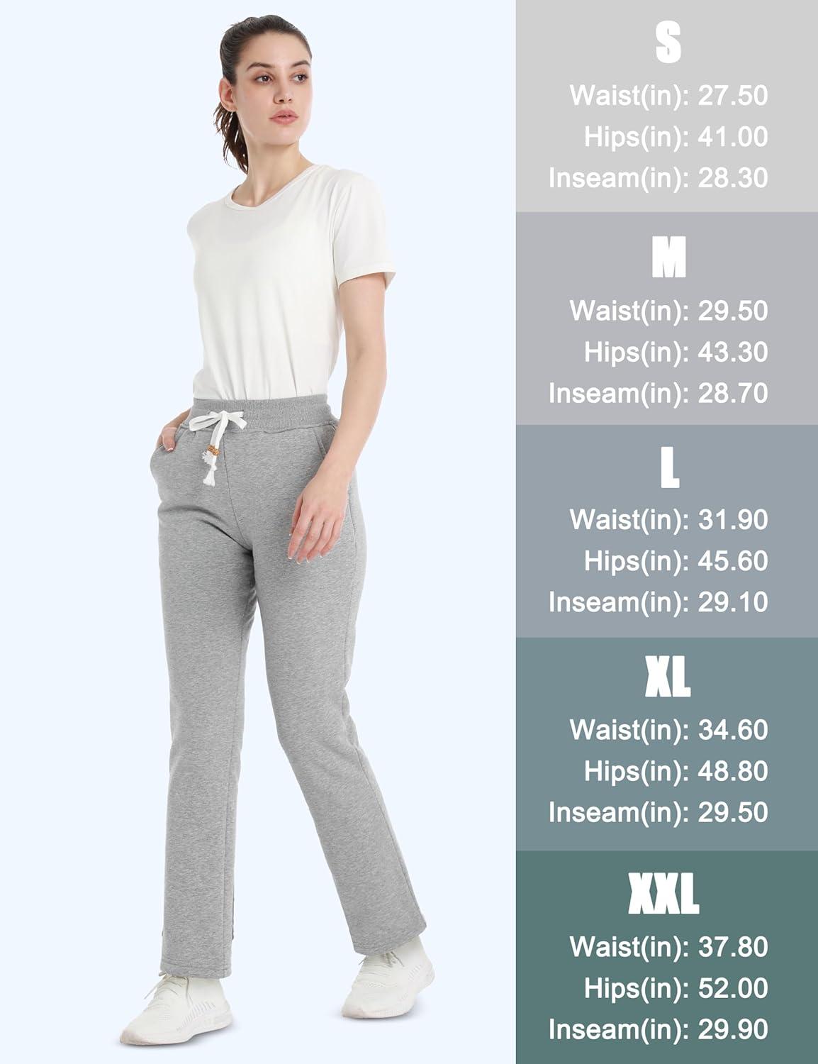 imageMAGCOMSEN Womens Sherpa Lined Sweatpants with Pockets Warm Thick Fleece Winter Casual Lounge PantsLight Grey