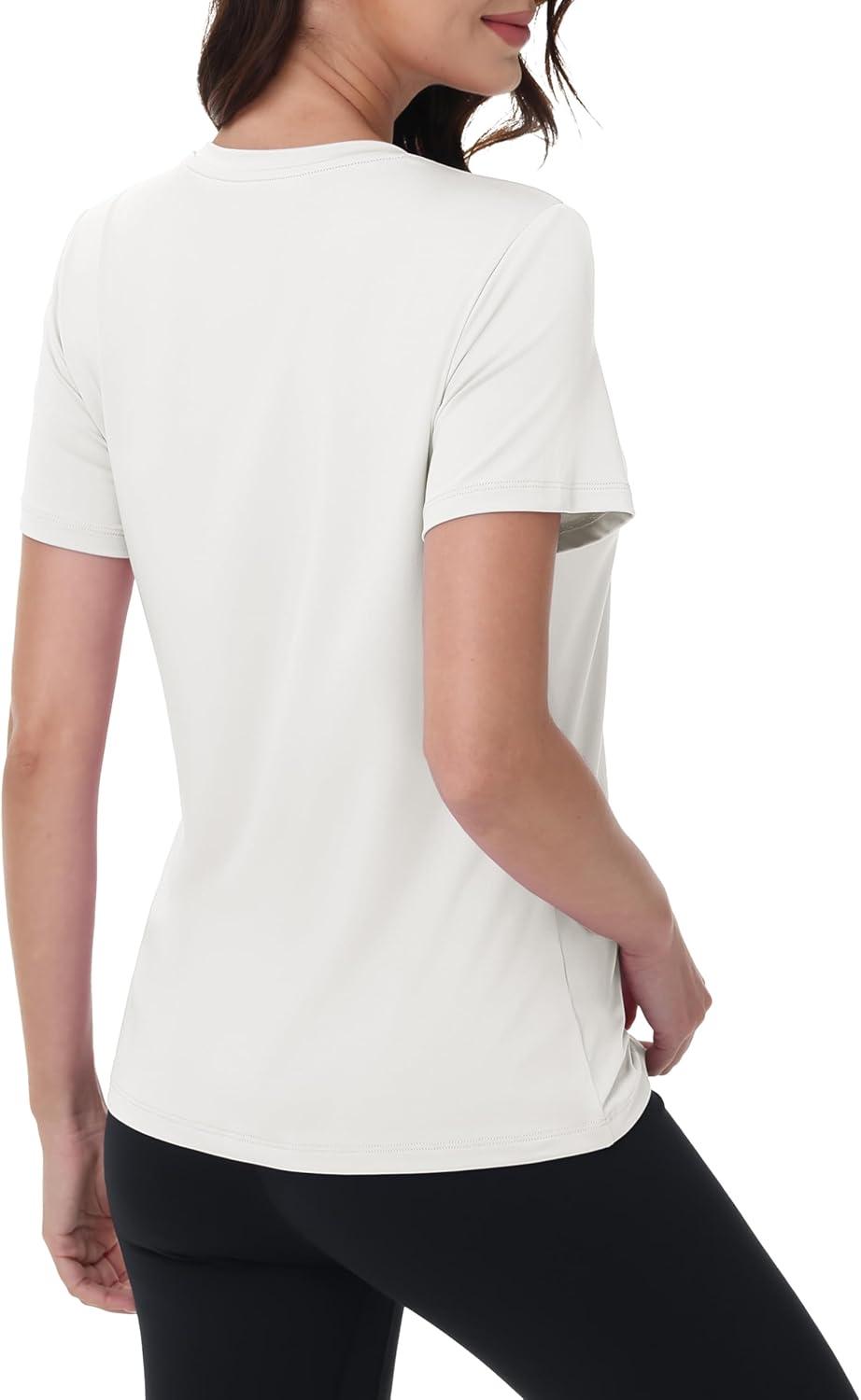 imageMAGCOMSEN Womens Short Sleeve Shirt UPF 80 Sun Protection TShirts Quick Dry Workout Gym Running TopsWhite