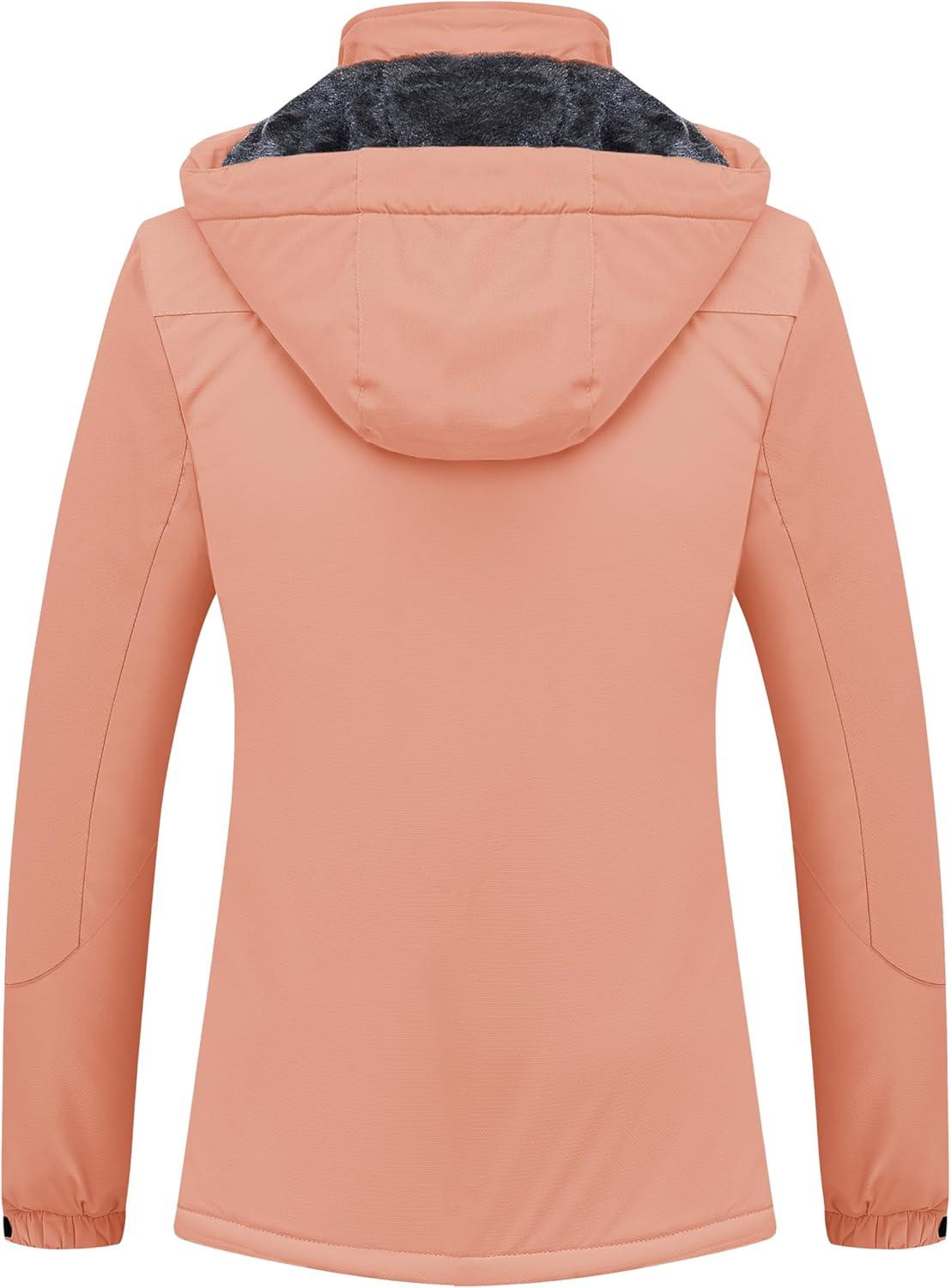 imageMAGCOMSEN Womens Ski Jacket Waterproof Insulated Snow Jacket Warm Windproof Winter Coats with Hood Fleece Lined JacketApricot
