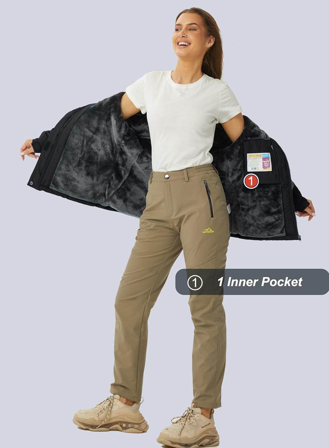 imageMAGCOMSEN Womens Ski Jacket Waterproof Insulated Snow Jacket Warm Windproof Winter Coats with Hood Fleece Lined JacketBlack Grey