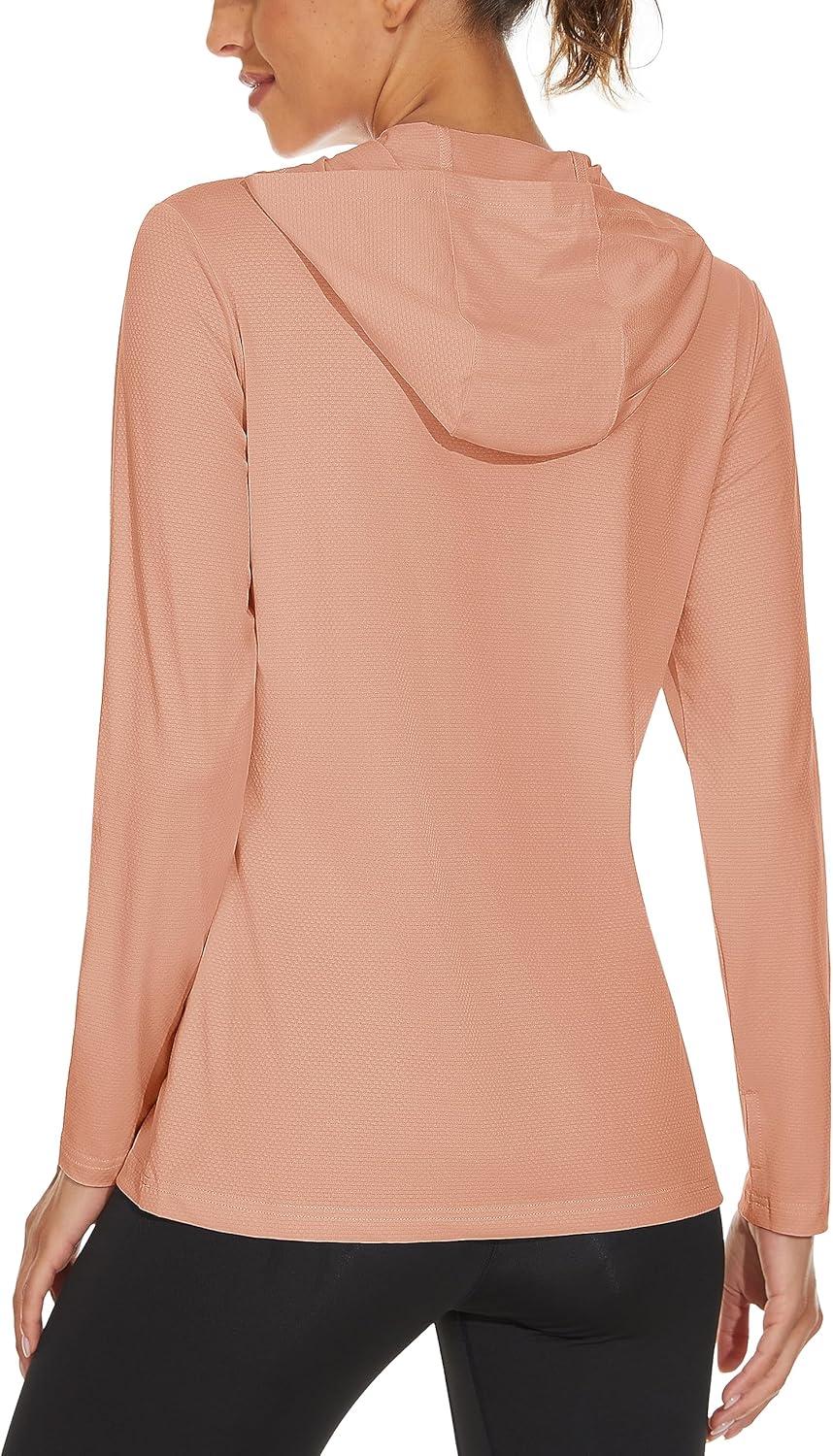 imageMAGCOMSEN Womens Sun Hoodie UPF 50 Long Sleeve Shirts for Hiking Fishing Athletic Lightweight UV HoodieApricot