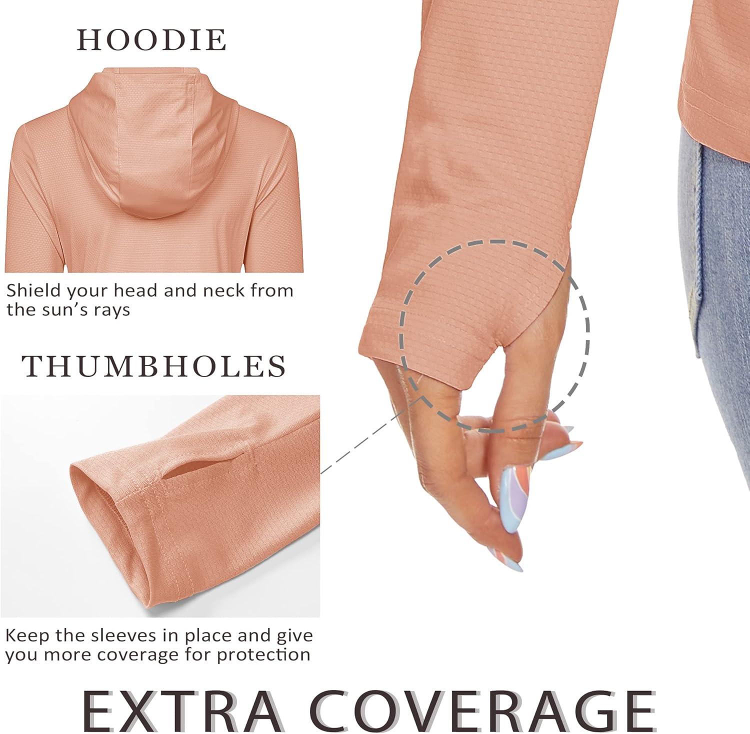 imageMAGCOMSEN Womens Sun Hoodie UPF 50 Long Sleeve Shirts for Hiking Fishing Athletic Lightweight UV HoodieApricot