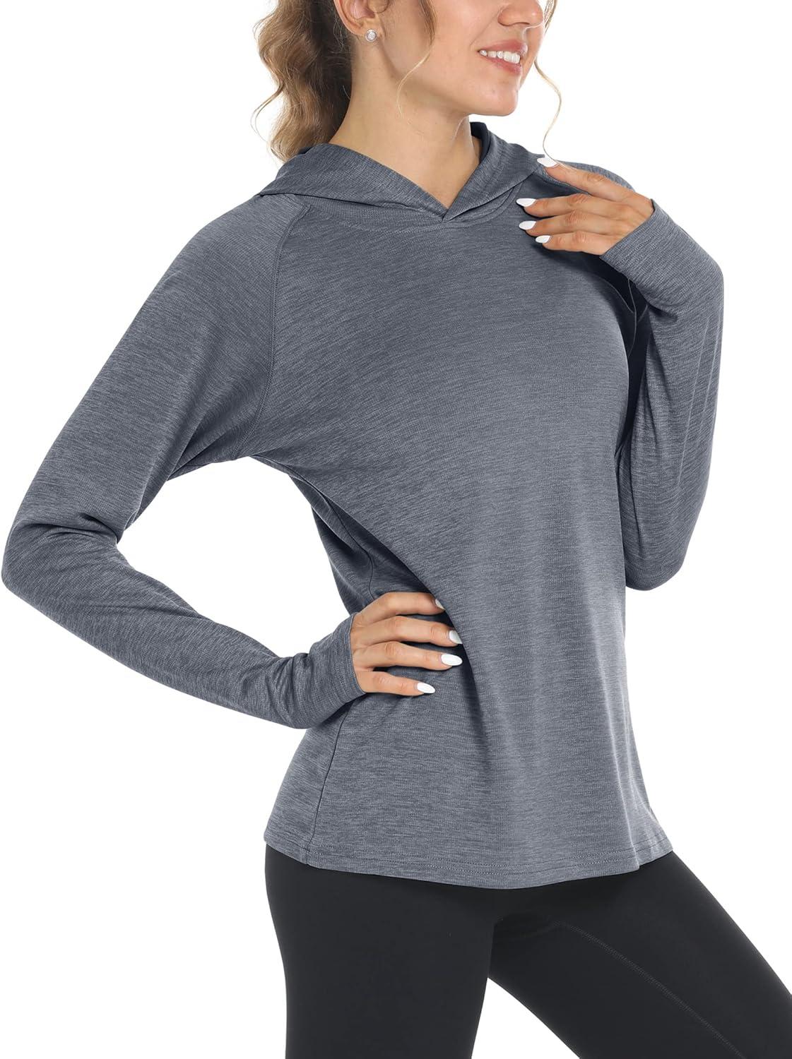 imageMAGCOMSEN Womens Sun Protection Hoodie Shirts UPF 50 Long Sleeve Top Quick Dry Lightweight for Hiking AthleticDark Grey