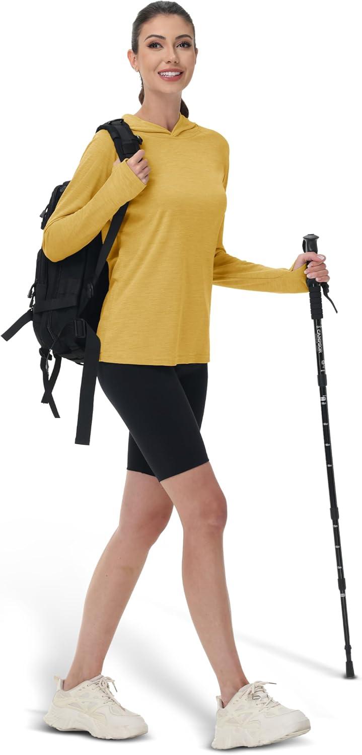 imageMAGCOMSEN Womens Sun Protection Hoodie Shirts UPF 50 Long Sleeve Top Quick Dry Lightweight for Hiking AthleticGinger