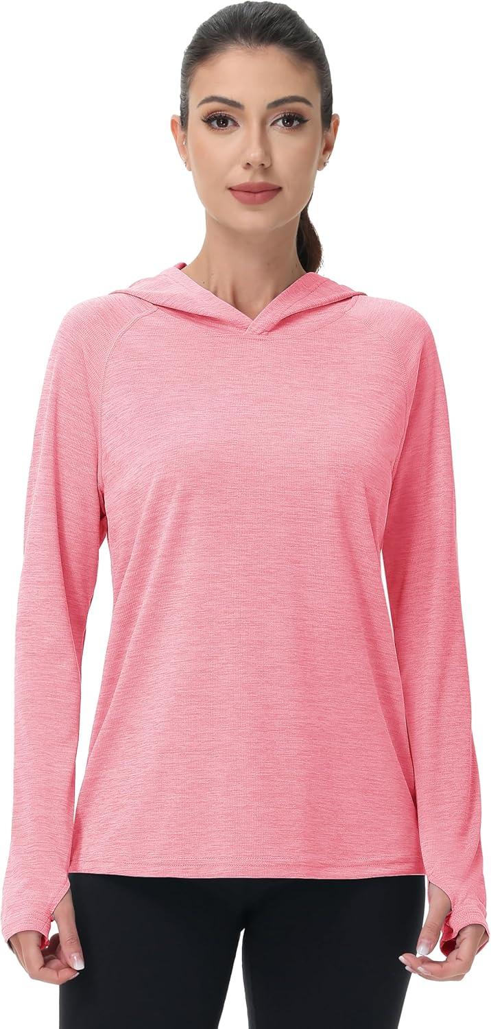 imageMAGCOMSEN Womens Sun Protection Hoodie Shirts UPF 50 Long Sleeve Top Quick Dry Lightweight for Hiking AthleticPink
