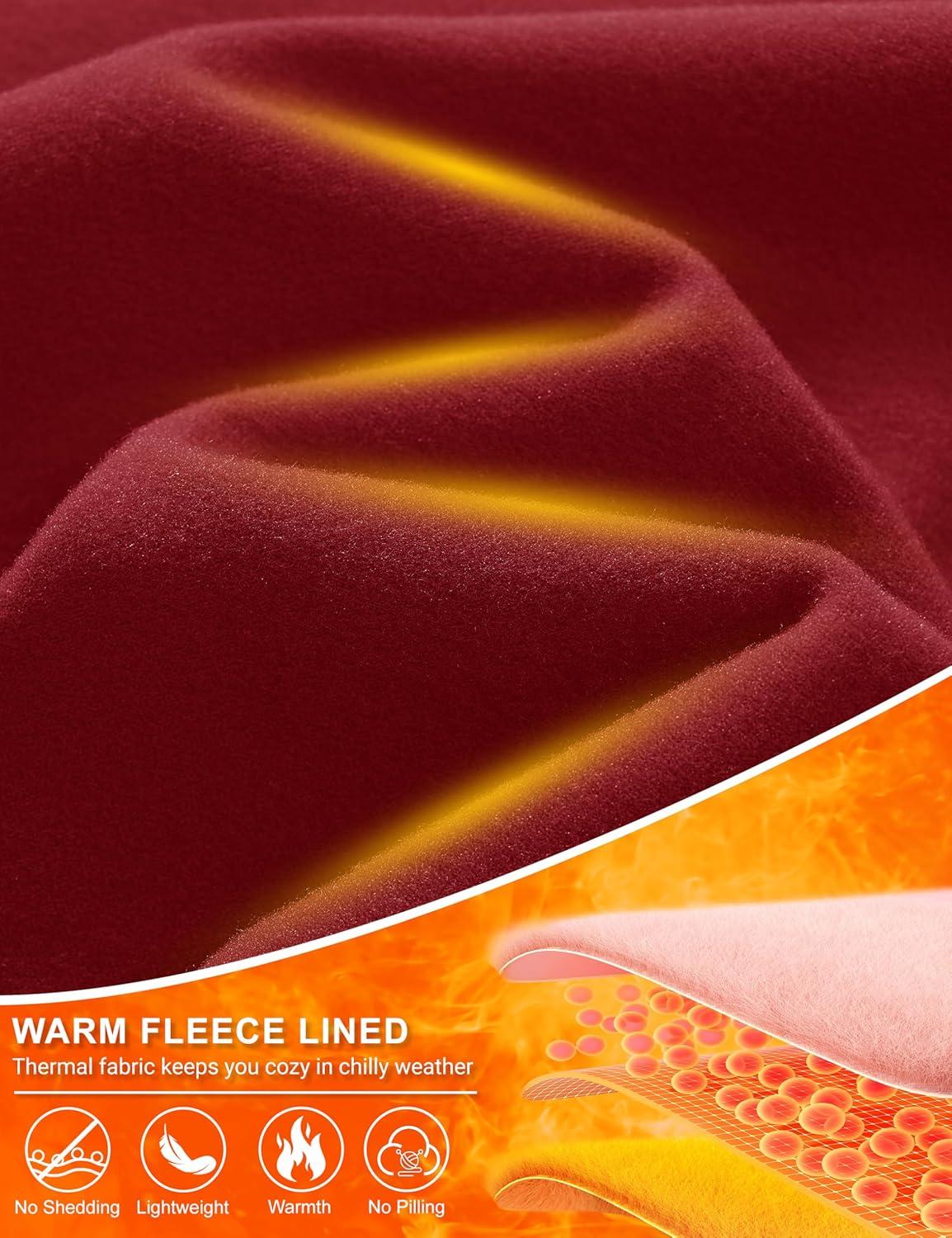 imageMAGCOMSEN Womens Thermal Shirts Long Sleeve Fleece Lined Shirt Workout Tops Athletic Base Layer Running Hiking WinterMaroon