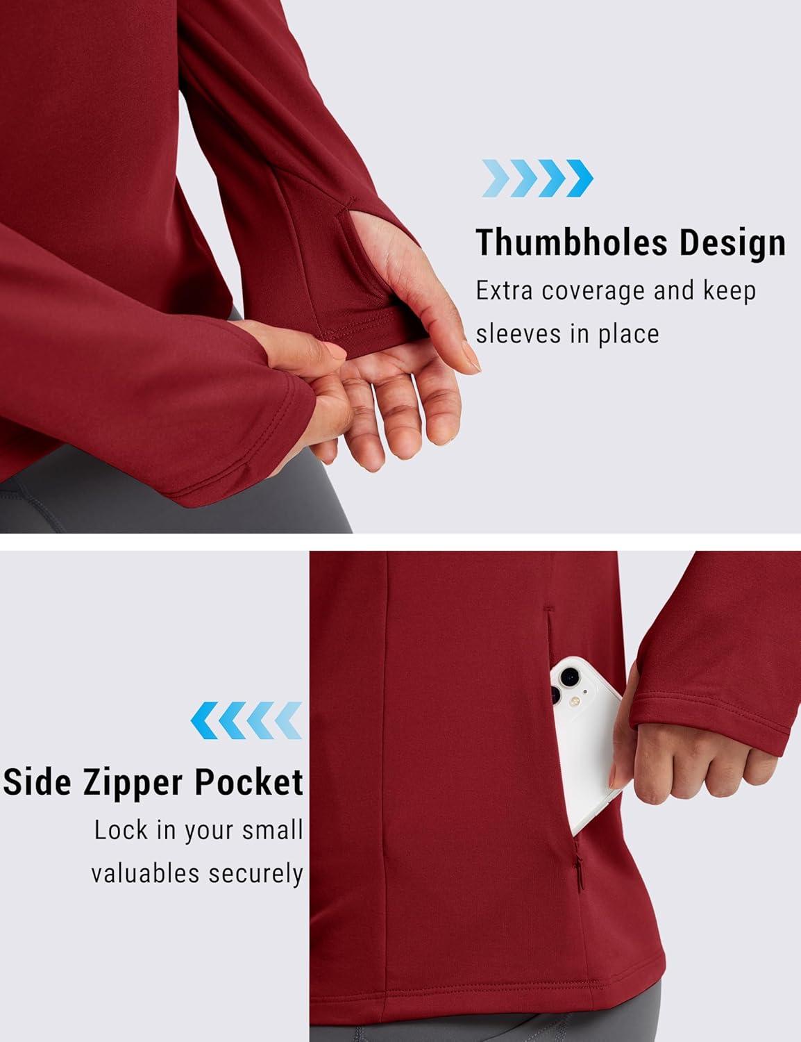 imageMAGCOMSEN Womens Thermal Shirts Long Sleeve Fleece Lined Shirt Workout Tops Athletic Base Layer Running Hiking WinterMaroon