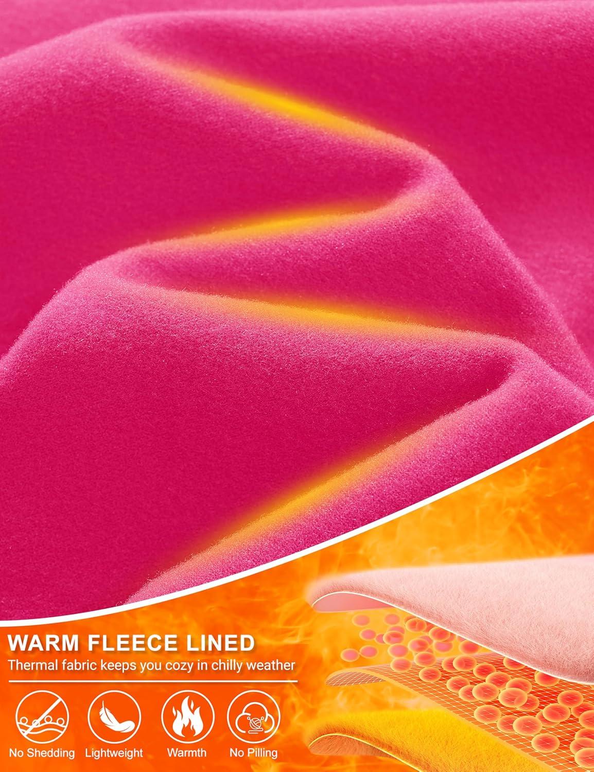 imageMAGCOMSEN Womens Thermal Shirts Long Sleeve Fleece Lined Shirt Workout Tops Athletic Base Layer Running Hiking WinterRose Red