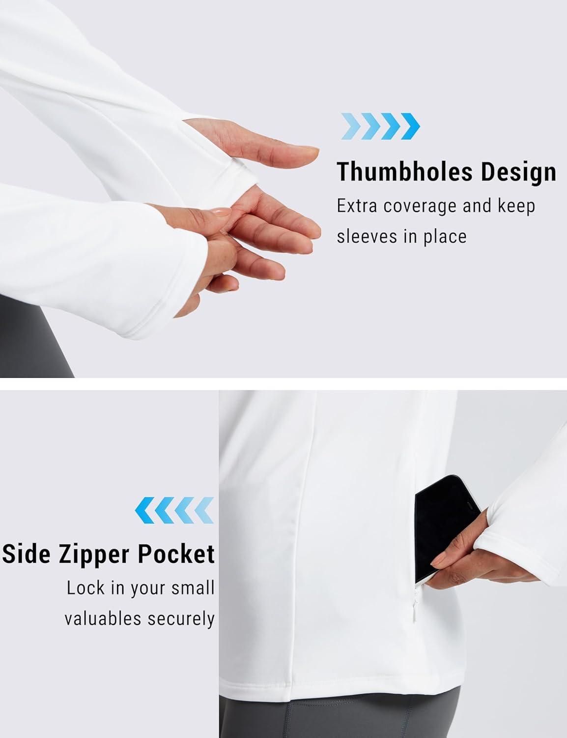 imageMAGCOMSEN Womens Thermal Shirts Long Sleeve Fleece Lined Shirt Workout Tops Athletic Base Layer Running Hiking WinterWhite