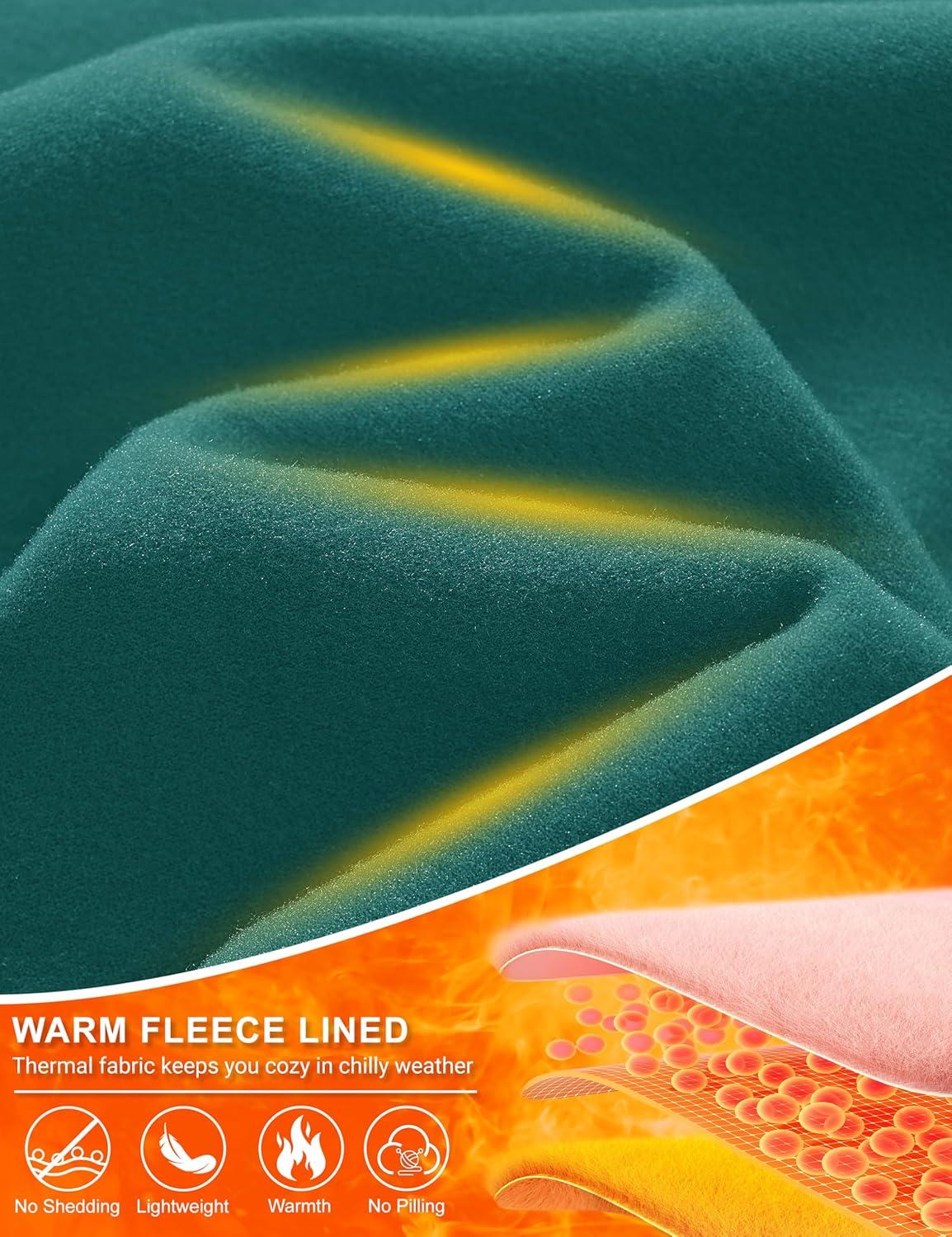 imageMAGCOMSEN Womens Thermal Shirts Mock Turtleneck Fleece Lined Long Sleeve Workout Tops Underwear Base Layer RunningEmerald Green