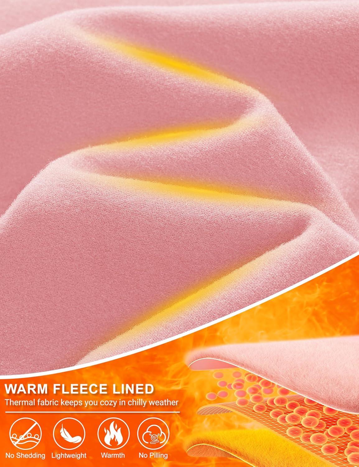 imageMAGCOMSEN Womens Thermal Shirts Mock Turtleneck Fleece Lined Long Sleeve Workout Tops Underwear Base Layer RunningLight Pink