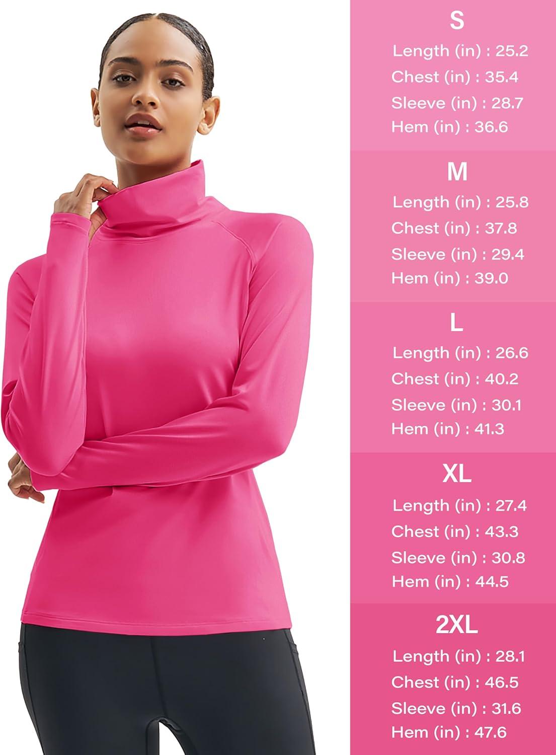 imageMAGCOMSEN Womens Thermal Shirts Mock Turtleneck Long Sleeve Undershirt Fleece Base Layer Top with Thumb HolesRosered