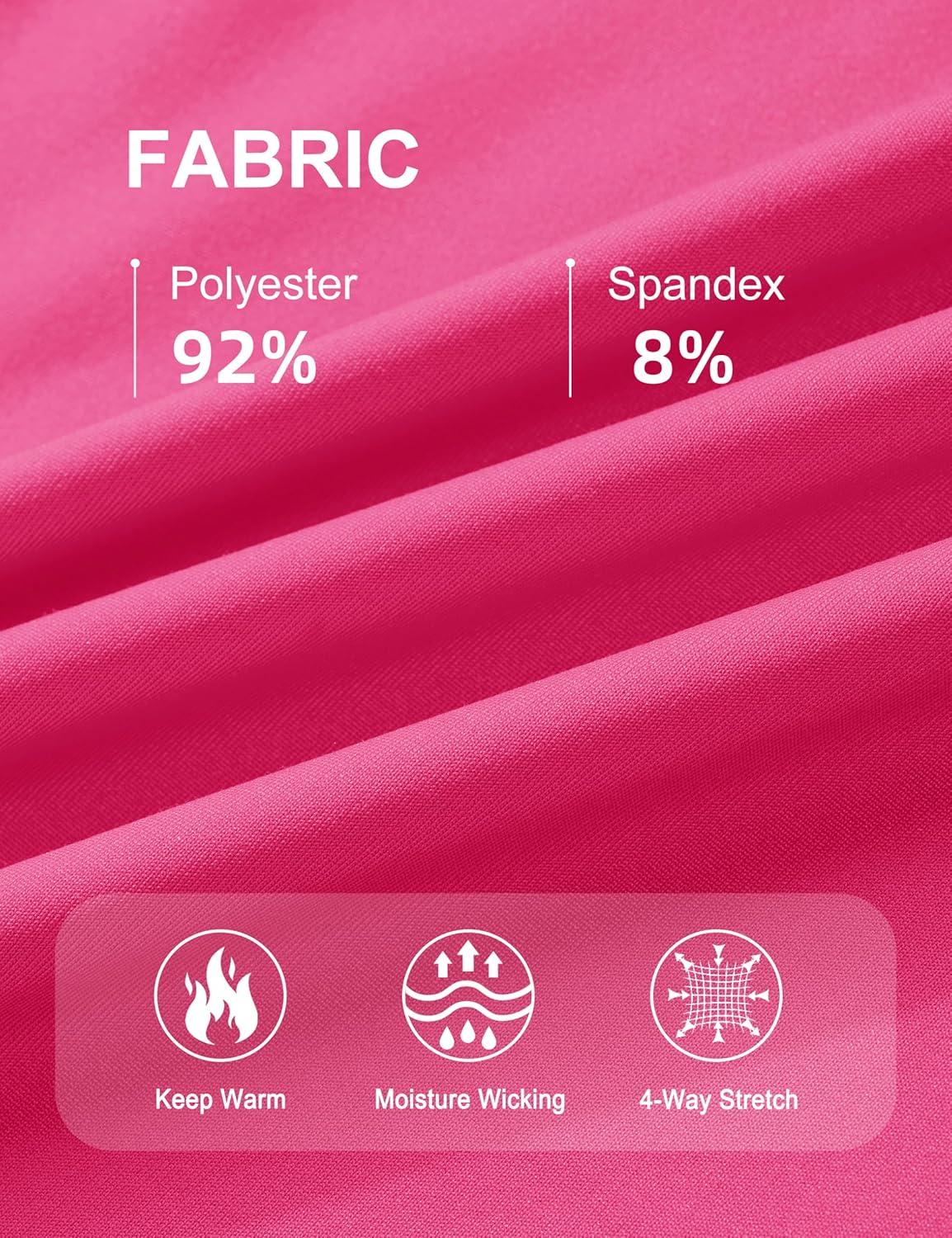 imageMAGCOMSEN Womens Thermal Shirts Mock Turtleneck Long Sleeve Undershirt Fleece Base Layer Top with Thumb HolesRosered