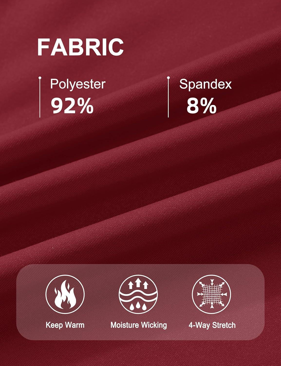 imageMAGCOMSEN Womens Thermal Shirts Mock Turtleneck Long Sleeve Undershirt Fleece Base Layer Top with Thumb HolesVintagered