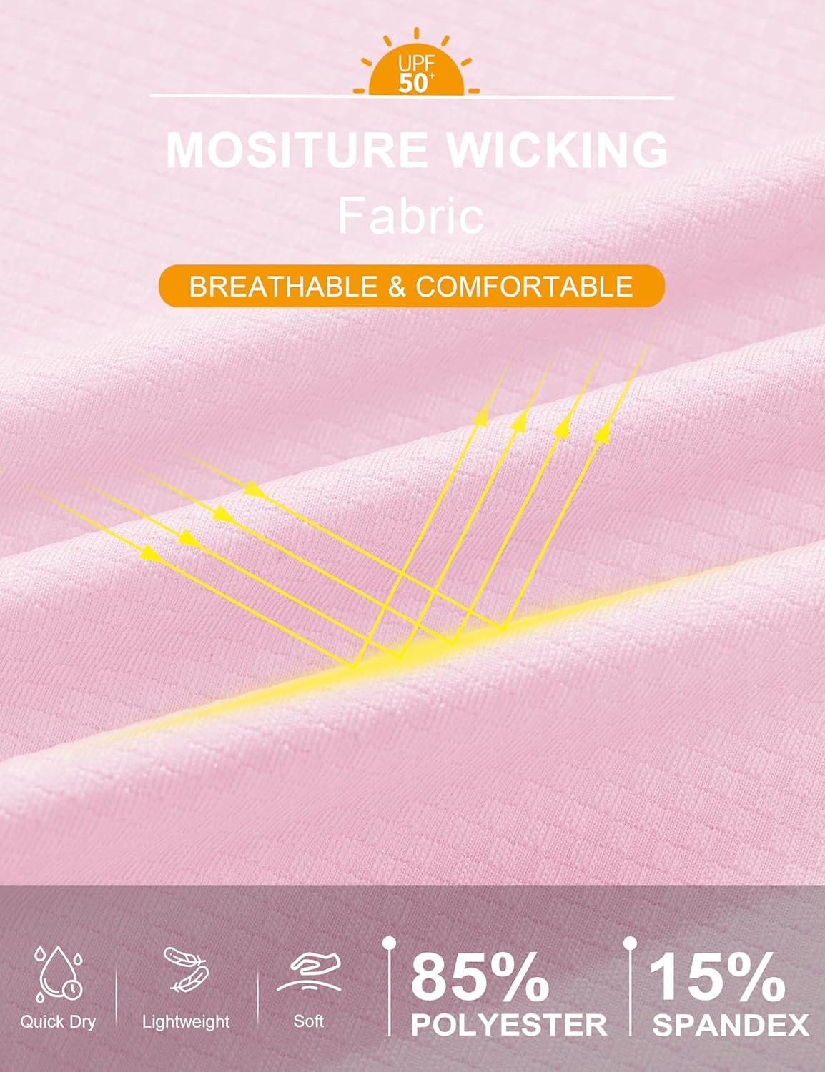 imageMAGCOMSEN Womens UPF 50 Lightweight Zip Up Jackets Cropped Athletic Workout UV Protection Sun Shirt RunningLight Pink