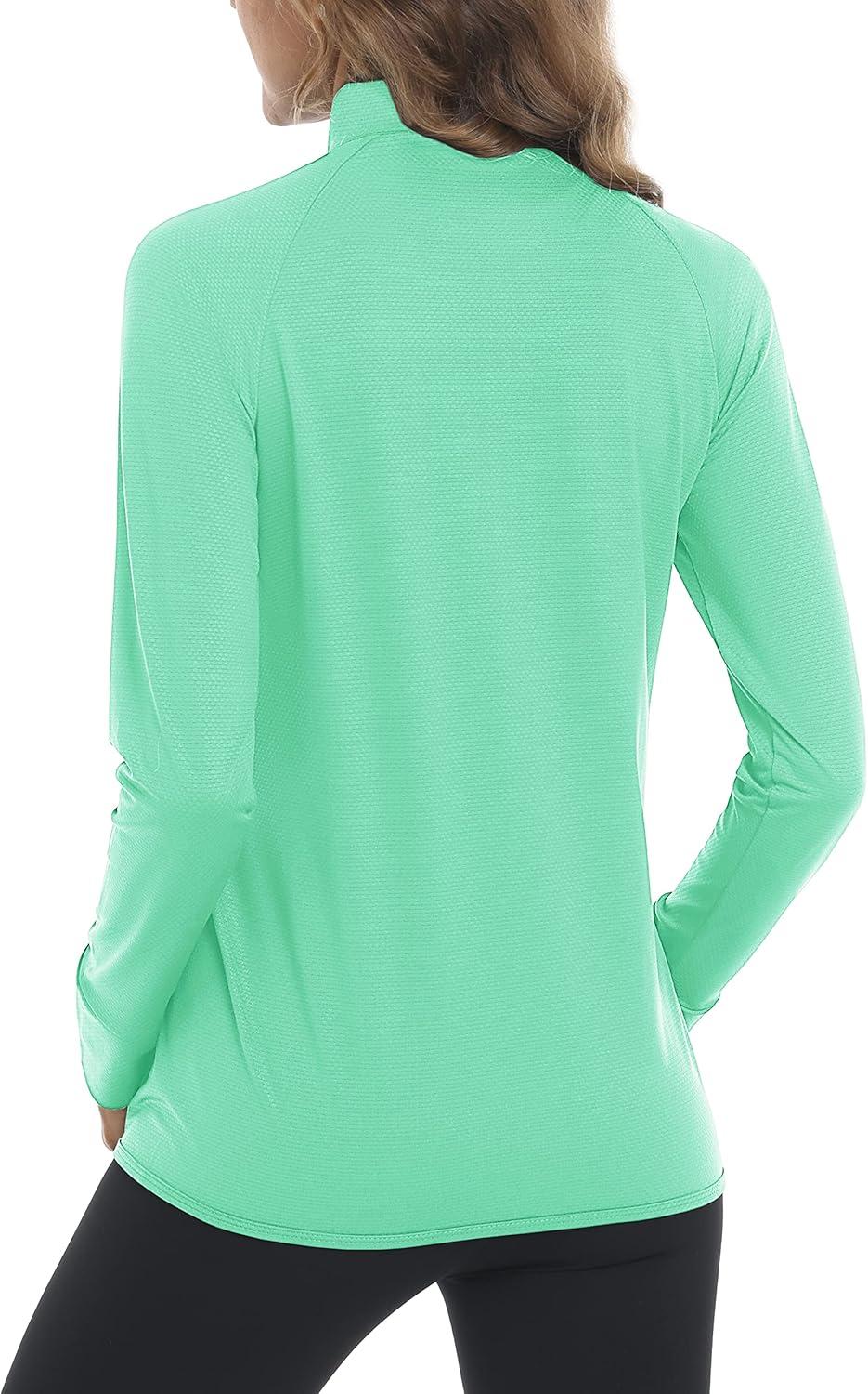 imageMAGCOMSEN Womens UPF 50 Lightweight Zip Up Jackets Cropped Athletic Workout UV Protection Sun Shirt RunningMint Green