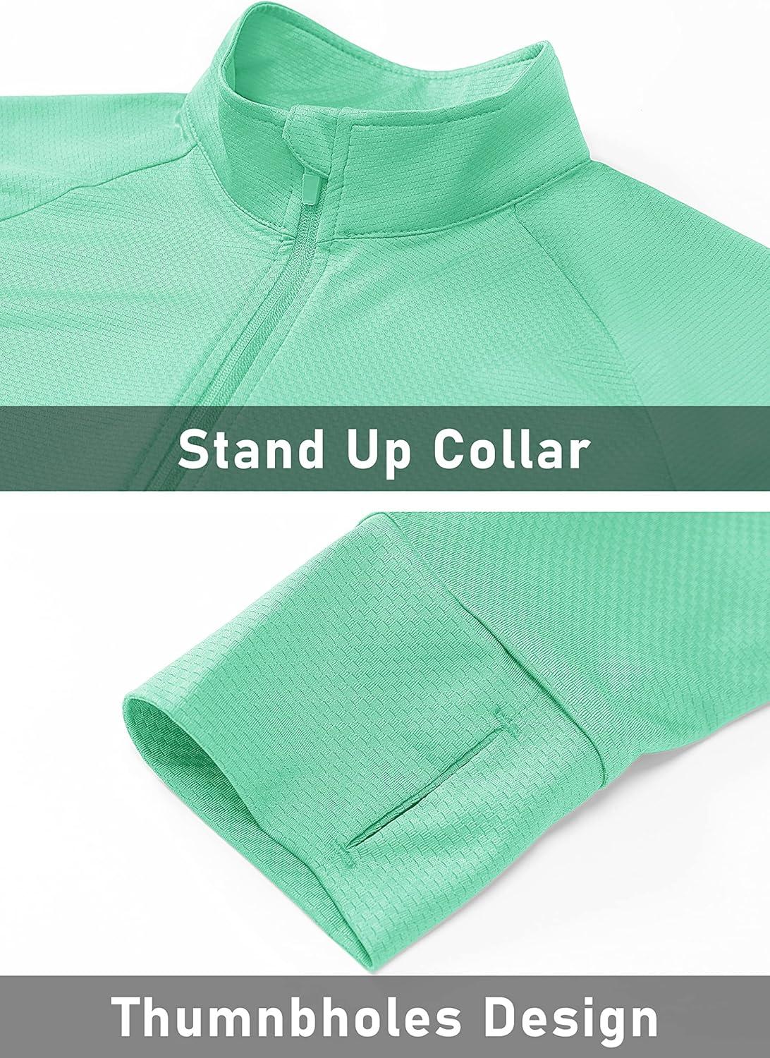 imageMAGCOMSEN Womens UPF 50 Lightweight Zip Up Jackets Cropped Athletic Workout UV Protection Sun Shirt RunningMint Green