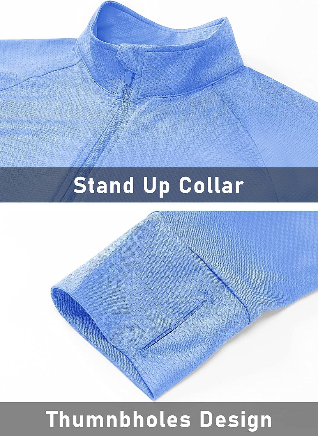 imageMAGCOMSEN Womens UPF 50 Lightweight Zip Up Jackets Cropped Athletic Workout UV Protection Sun Shirt RunningPale Blue