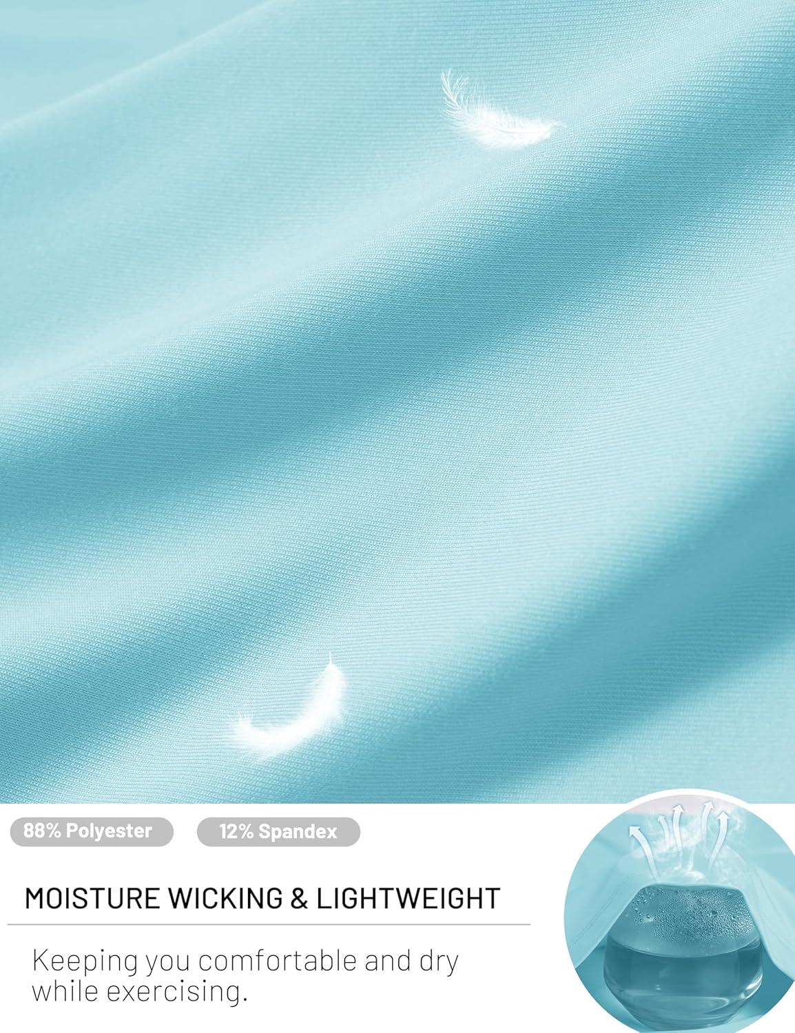 imageMAGCOMSEN Womens Workout Tank Top Athletic Muscle Sleeveless Crew Neck Shirt UPF 80 Moisture Wicking Gym RunningLight Lake Blue