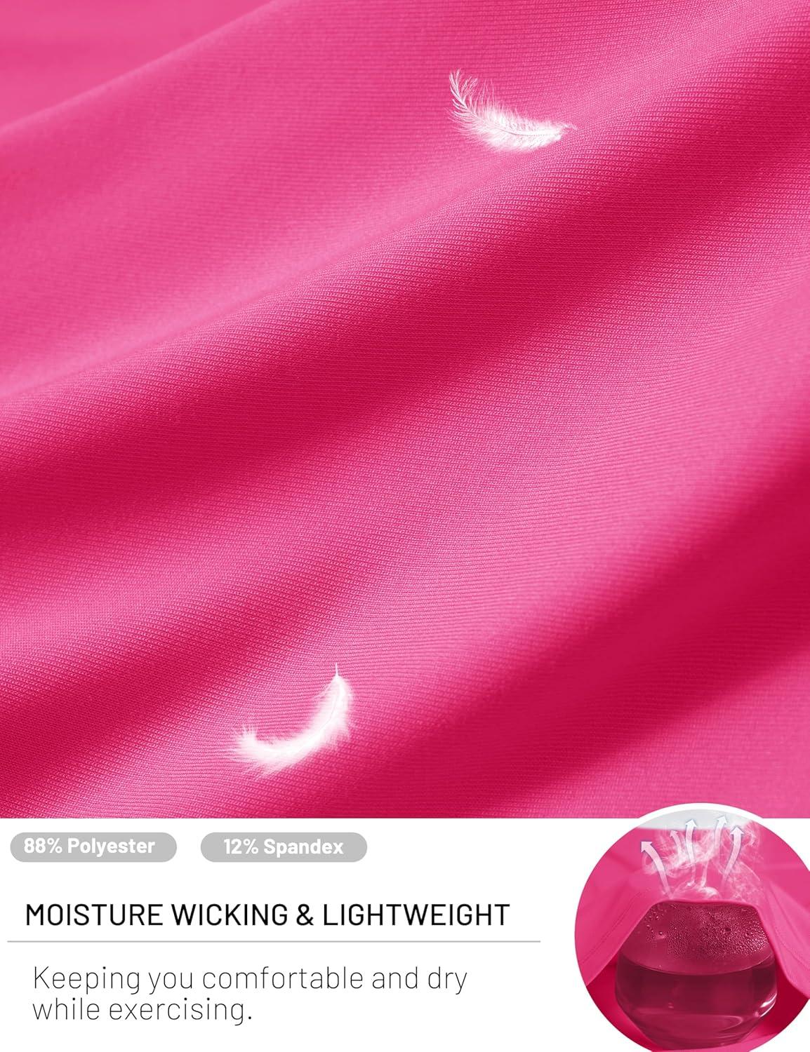 imageMAGCOMSEN Womens Workout Tank Top Athletic Muscle Sleeveless Crew Neck Shirt UPF 80 Moisture Wicking Gym RunningRose Red