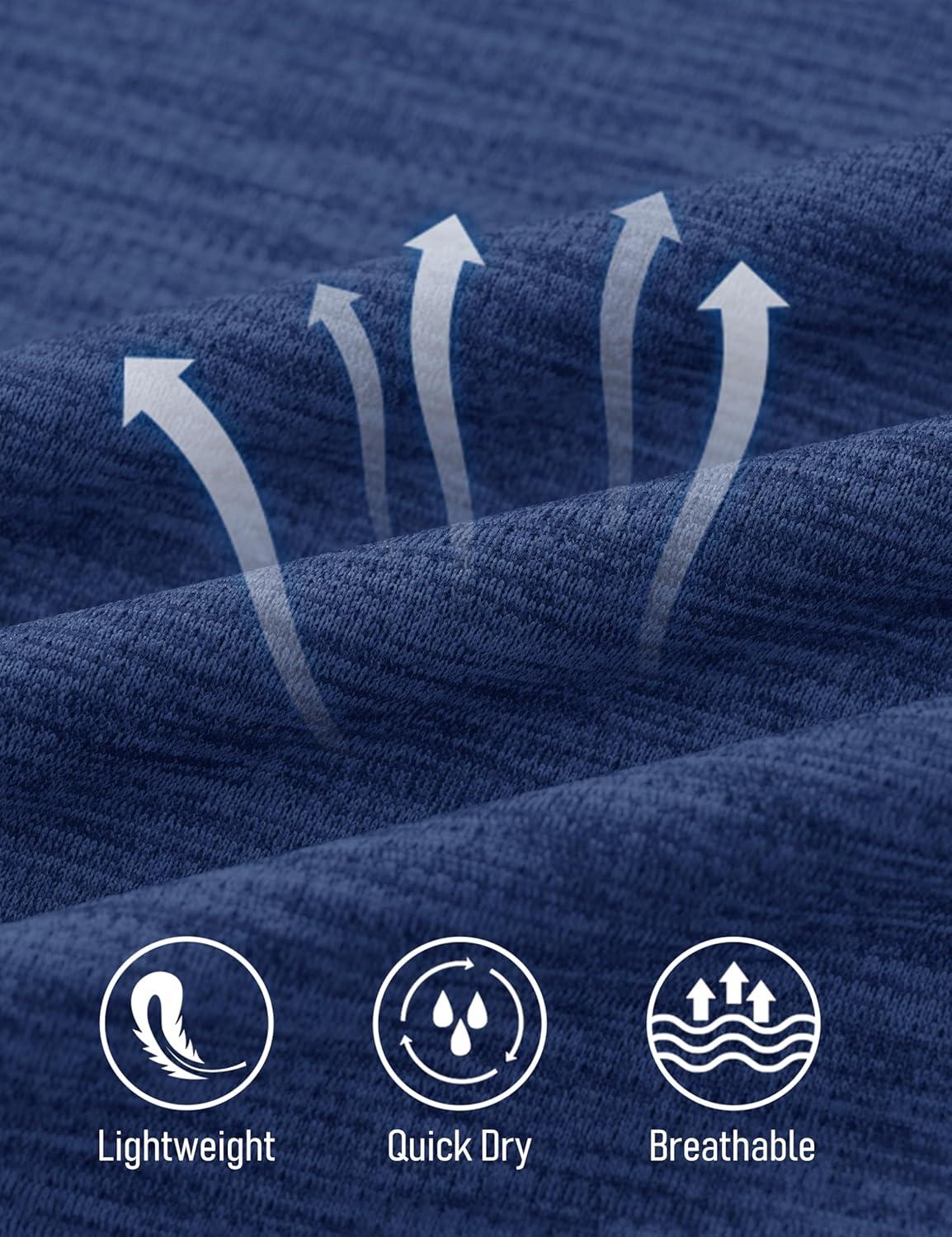 imageMAGCOMSEN Workout Tops for Women UPF 50 Quick Dry Short Sleeve Sun Protection VNeck Shirts Lightweight Hiking T ShirtsDark Blue