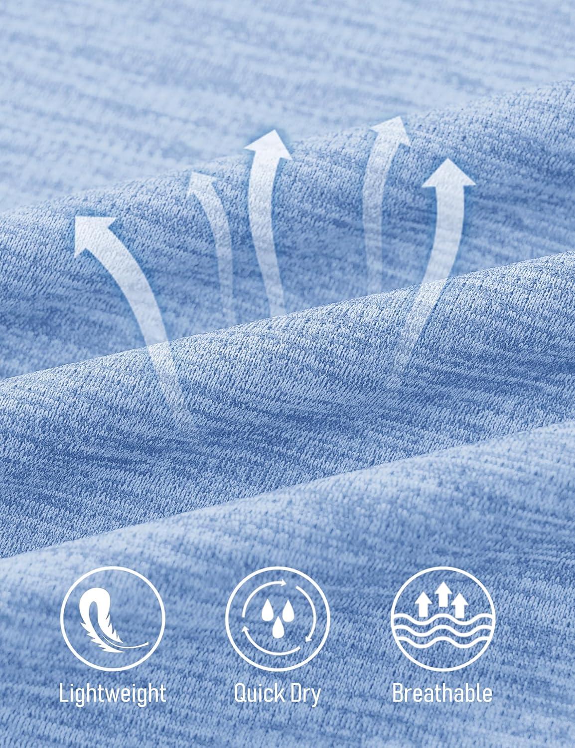 imageMAGCOMSEN Workout Tops for Women UPF 50 Quick Dry Short Sleeve Sun Protection VNeck Shirts Lightweight Hiking T ShirtsLight Blue