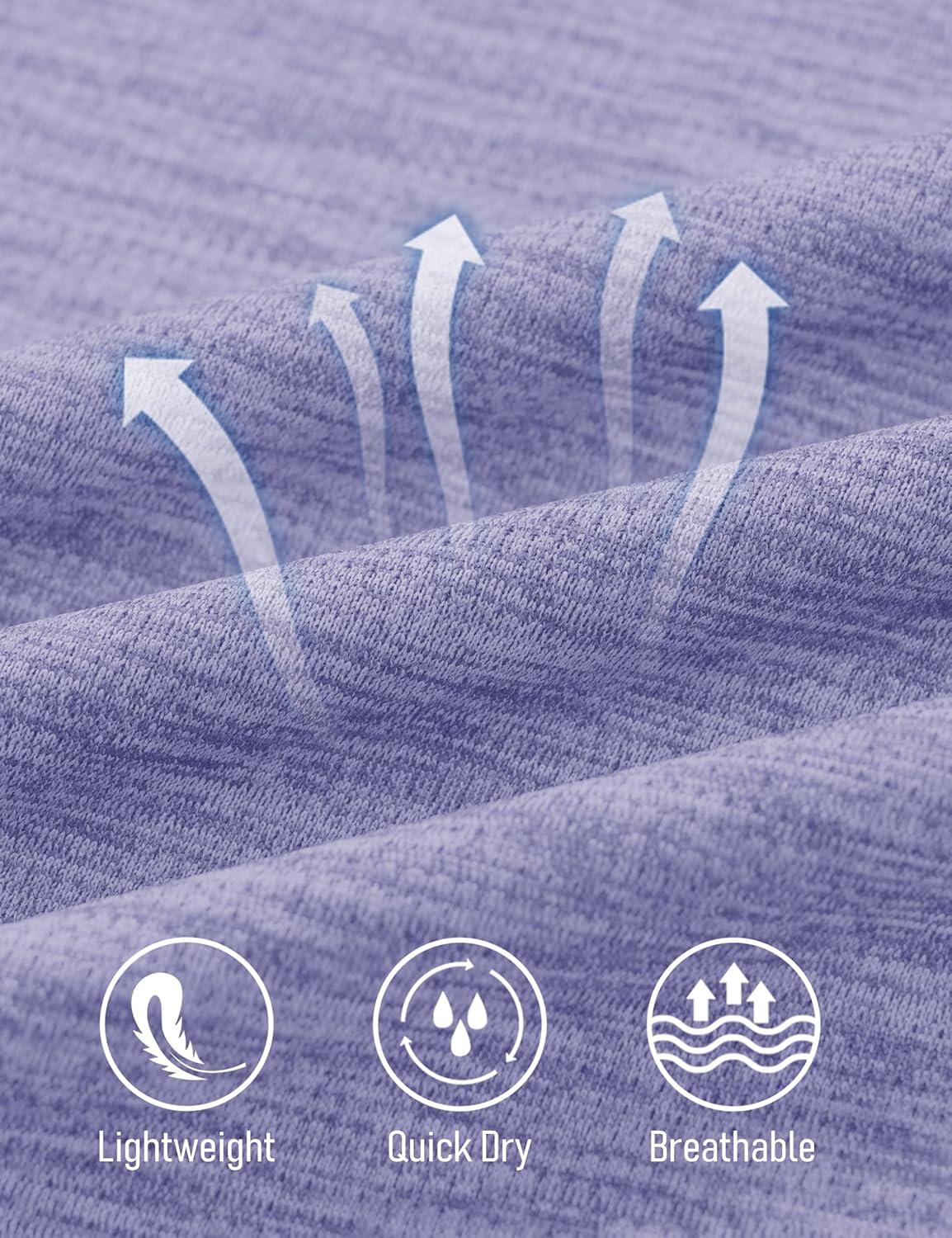 imageMAGCOMSEN Workout Tops for Women UPF 50 Quick Dry Short Sleeve Sun Protection VNeck Shirts Lightweight Hiking T ShirtsLight Purple