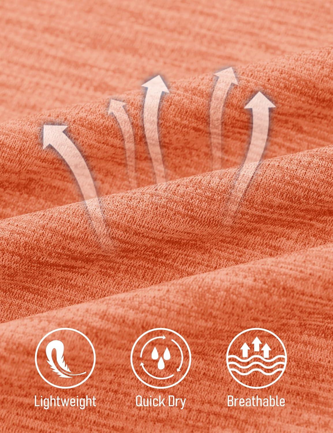 imageMAGCOMSEN Workout Tops for Women UPF 50 Quick Dry Short Sleeve Sun Protection VNeck Shirts Lightweight Hiking T ShirtsOrange