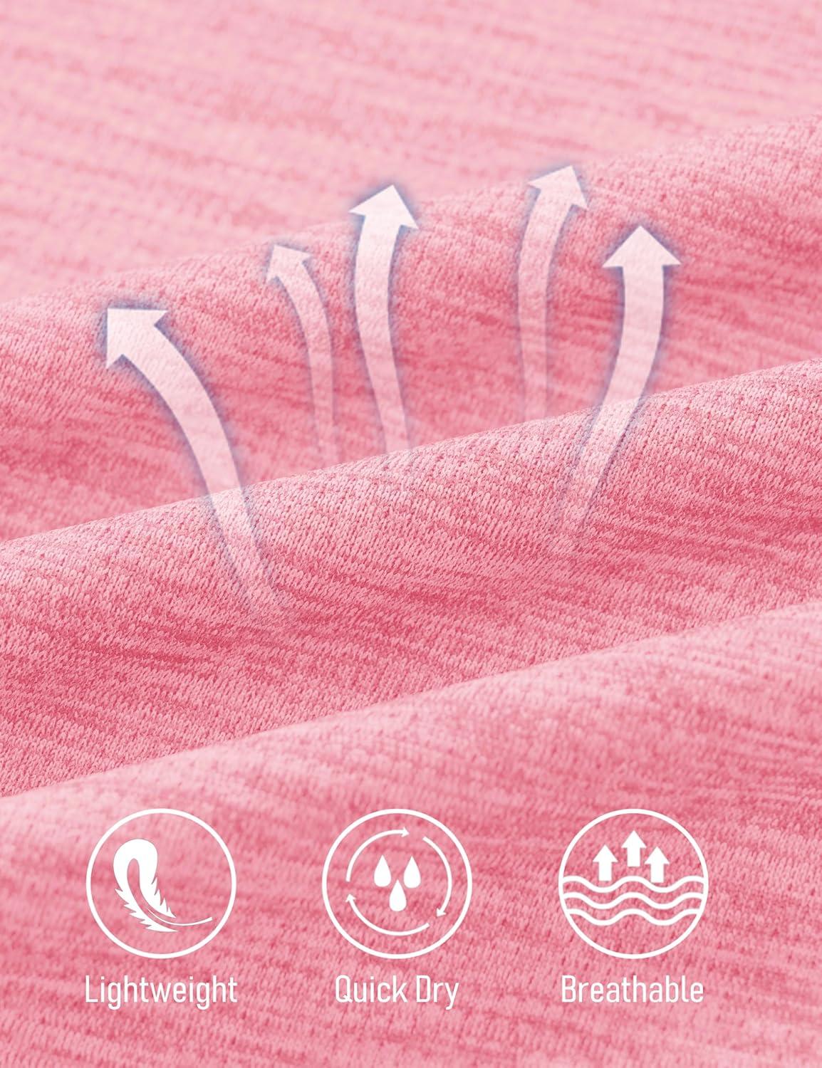 imageMAGCOMSEN Workout Tops for Women UPF 50 Quick Dry Short Sleeve Sun Protection VNeck Shirts Lightweight Hiking T ShirtsPink