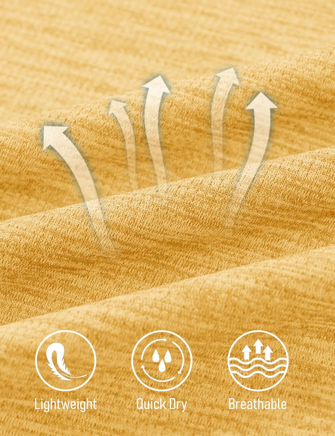 imageMAGCOMSEN Workout Tops for Women UPF 50 Quick Dry Short Sleeve Sun Protection VNeck Shirts Lightweight Hiking T ShirtsTurmeric