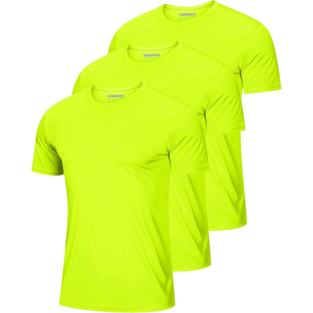 imageMAGCOMSEN 3 Pack Mens Short Sleeve Quick Dry Shirts Moisture Wicking UPF 50 Athletic Running Gym Workout Swim TShirtsFlgreenFlgreenFlgreen