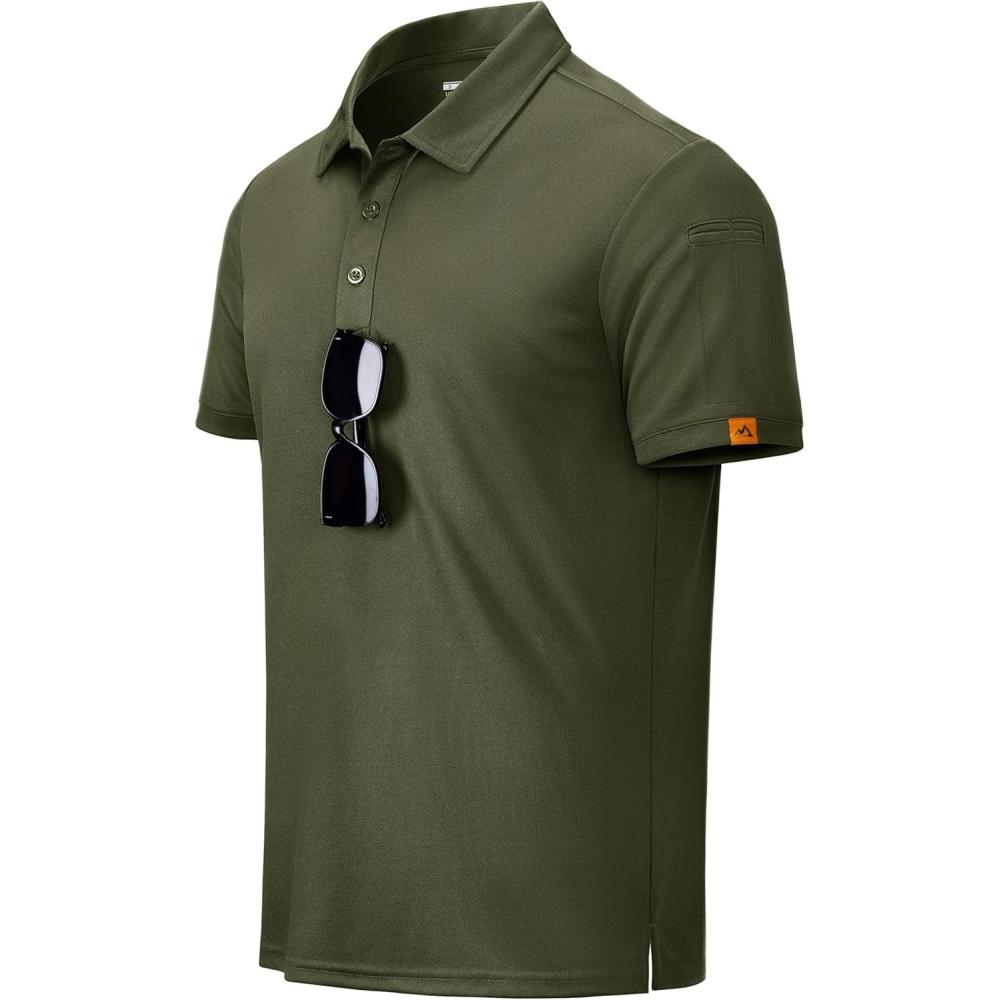 imageMAGCOMSEN Mens Polo Shirts Short Sleeve Athletic Tactical Casual Golf Shirts Dry Fit Moisture Wicking Collared ShirtArmy Green