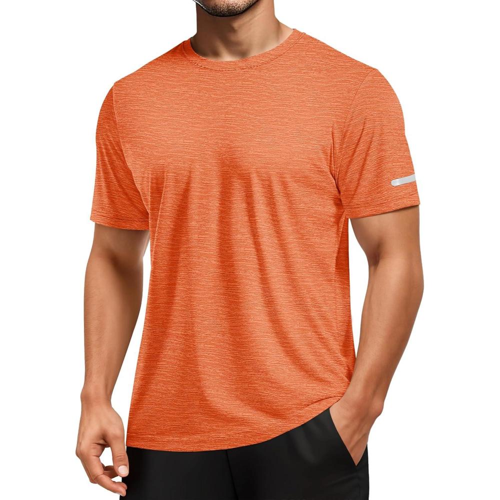 imageMAGCOMSEN Mens Workout Shirts Short Sleeve Tees Quick Dry Moisture Wicking Athletic Gym Running Crewneck TShirtOrange