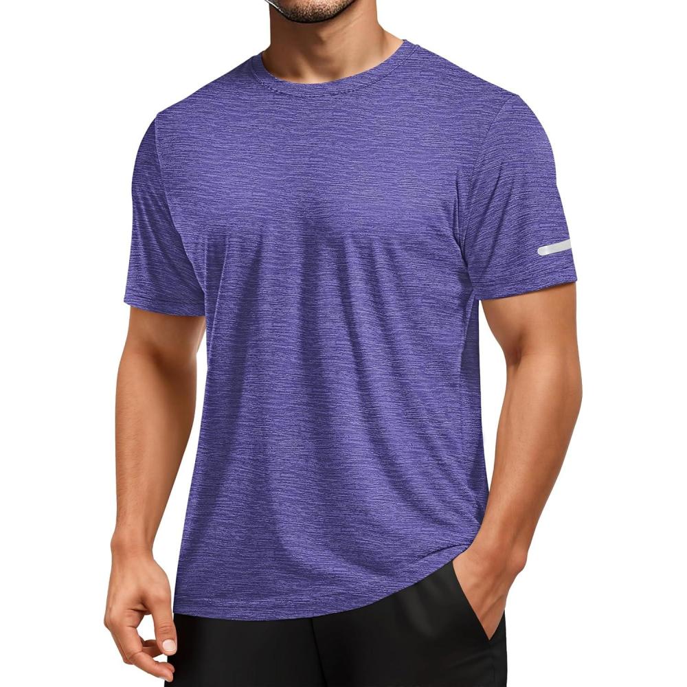 imageMAGCOMSEN Mens Workout Shirts Short Sleeve Tees Quick Dry Moisture Wicking Athletic Gym Running Crewneck TShirtViolet