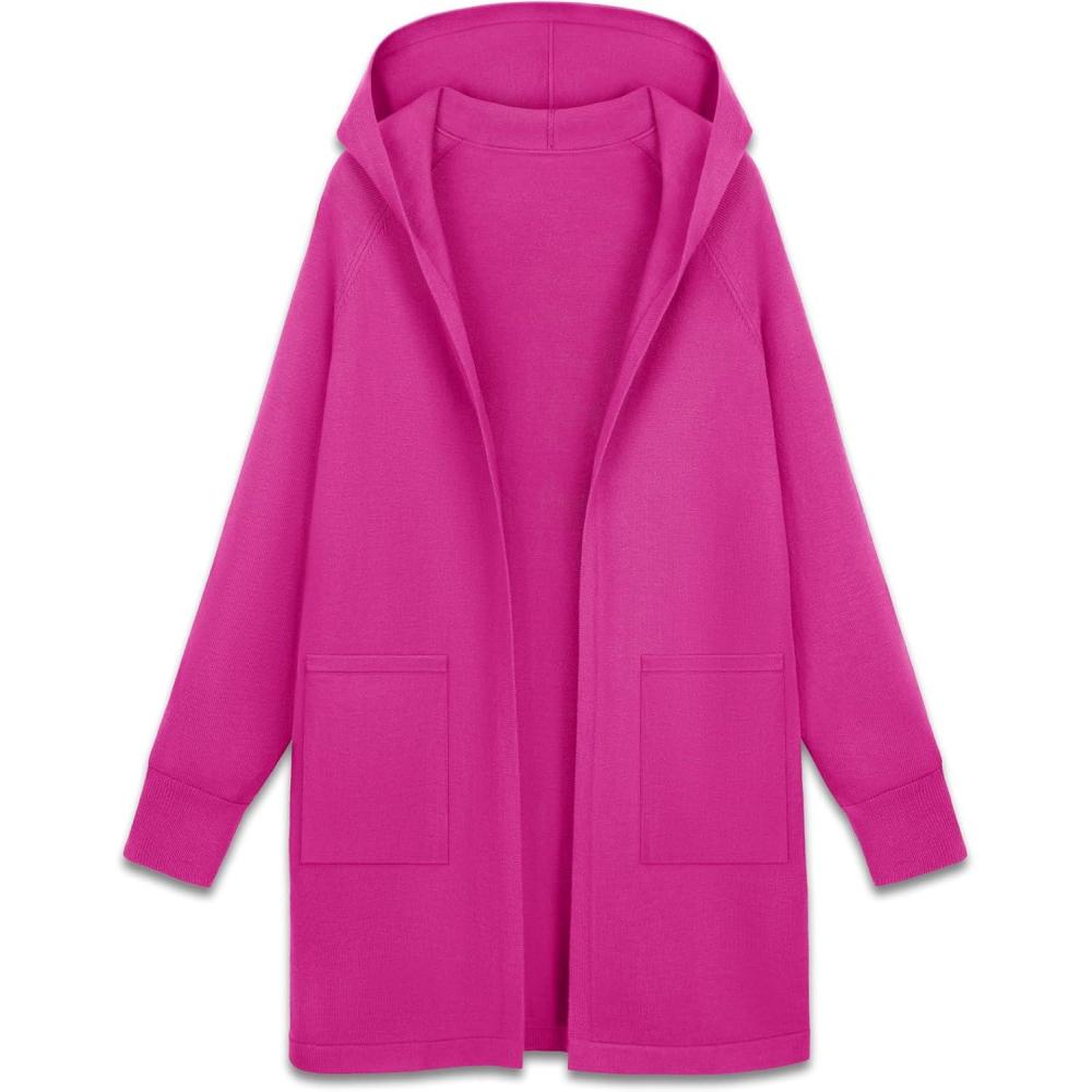 imageMAGCOMSEN Womens Cardigan Open Front Knit Hoodie Sweater Coatigan Jacket 2024 Casual Fall Trendy Coats with PocketsDark Rose