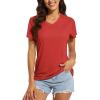 imageMAGCOMSEN 2 Pack Womens T Shirts VNeck Short Sleeve UPF 50 Sun Protection Workout Quick Dry Shirts Tee TopsBlackTomato Red