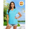 imageMAGCOMSEN 2 Pack Womens T Shirts VNeck Short Sleeve UPF 50 Sun Protection Workout Quick Dry Shirts Tee TopsIce BlueOrange