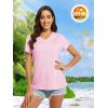 imageMAGCOMSEN 2 Pack Womens T Shirts VNeck Short Sleeve UPF 50 Sun Protection Workout Quick Dry Shirts Tee TopsLight PinkLightgrey
